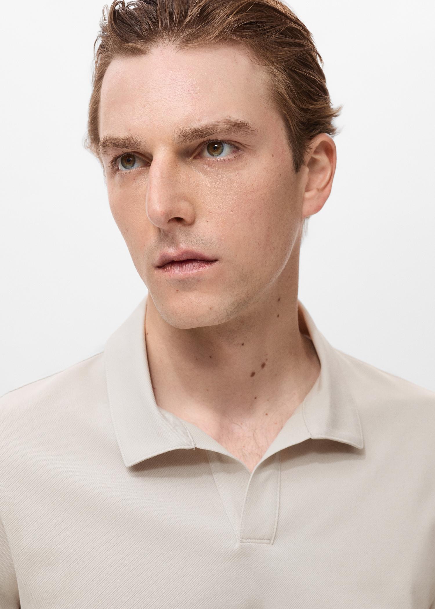 Cotton piqué polo shirt - Men | MANGO USA Product Image