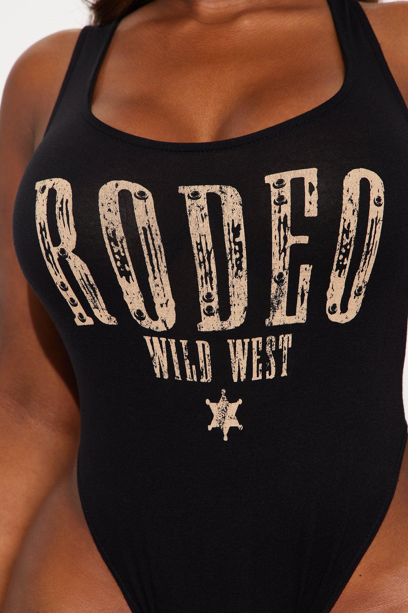 Rodeo Wild West High Cut Bodysuit - Black Product Image