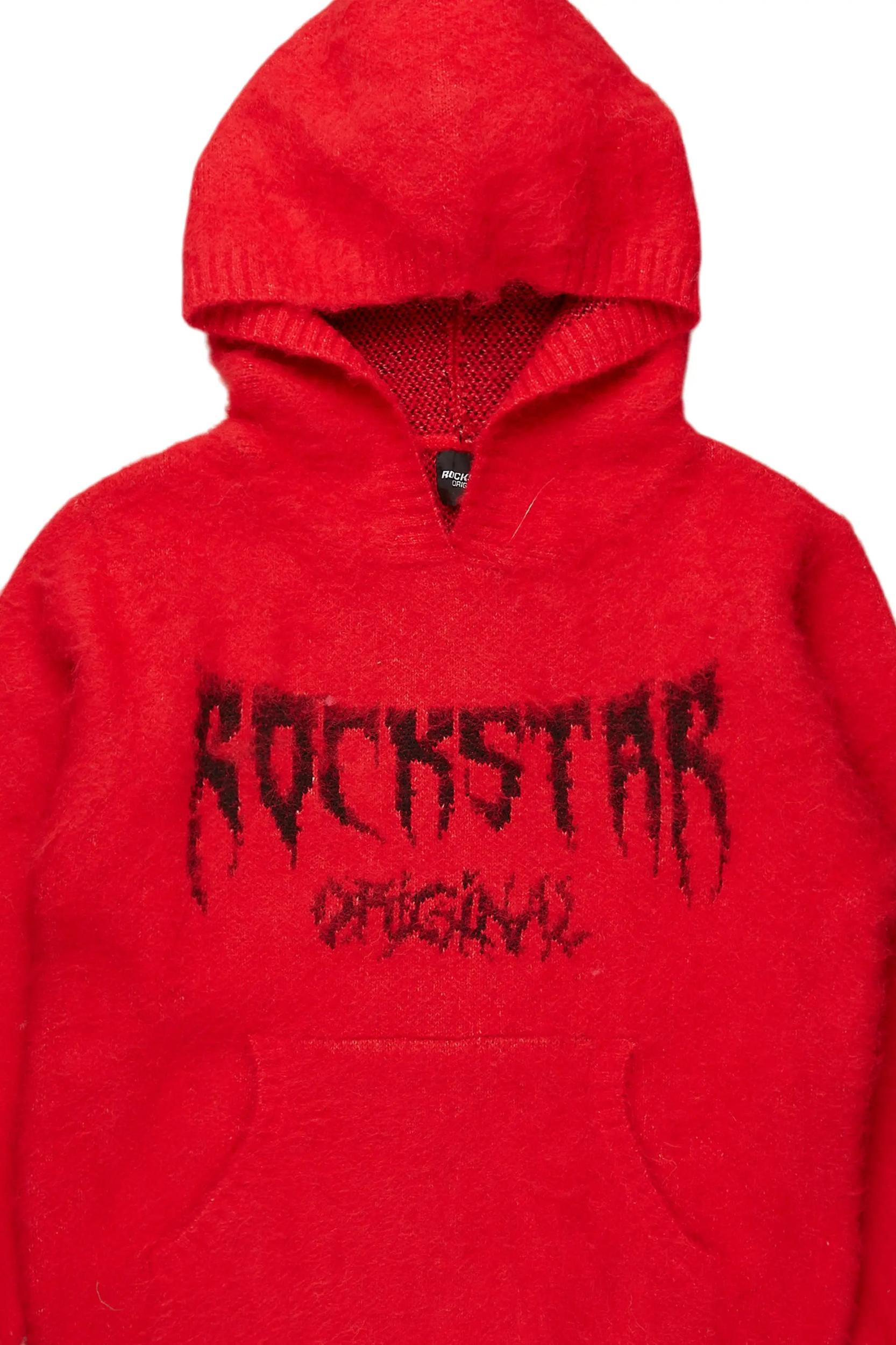 Andreas Red Graphic Knit Hoodie Female Product Image