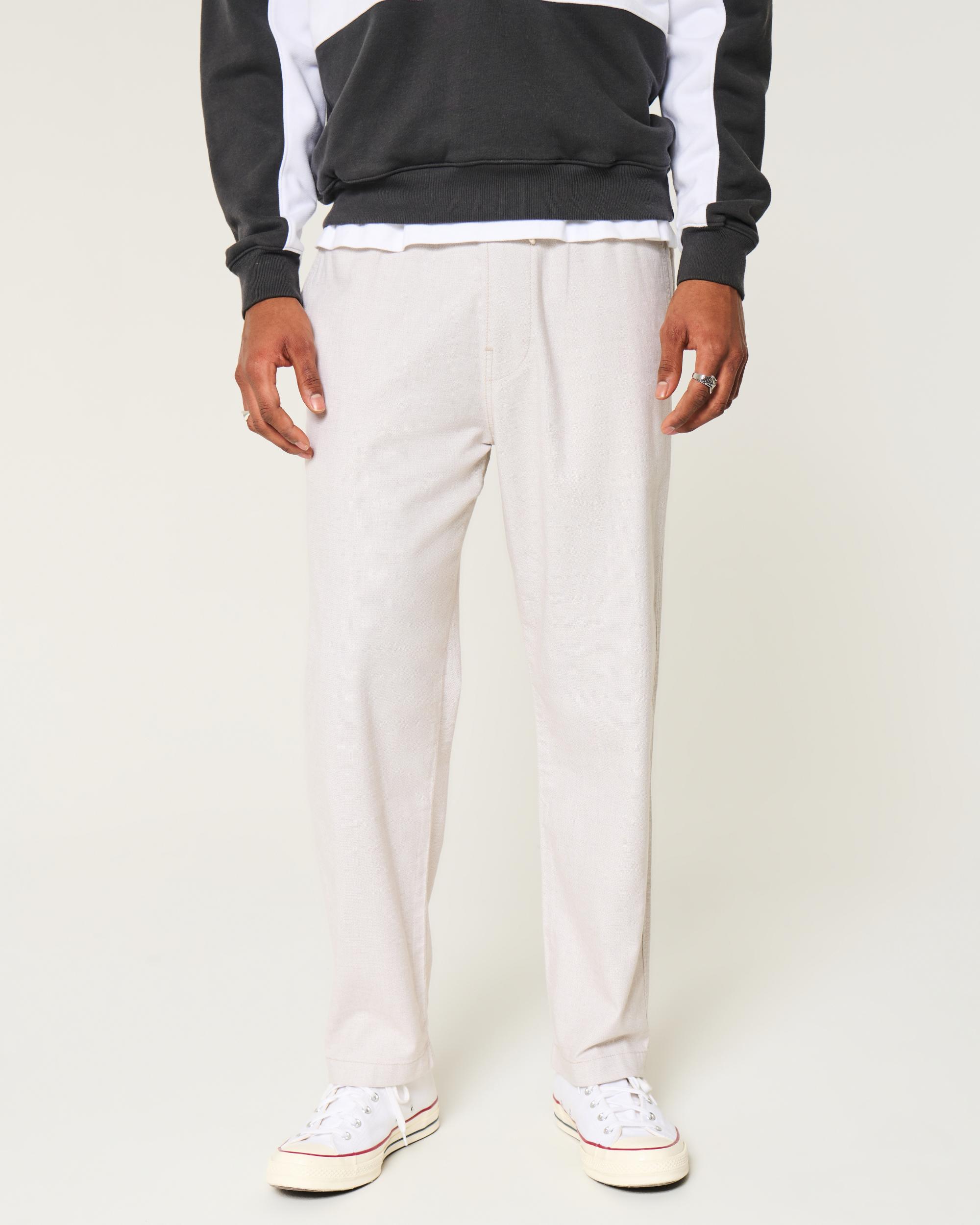 Linen-Blend Loose Pull-On Pants Product Image