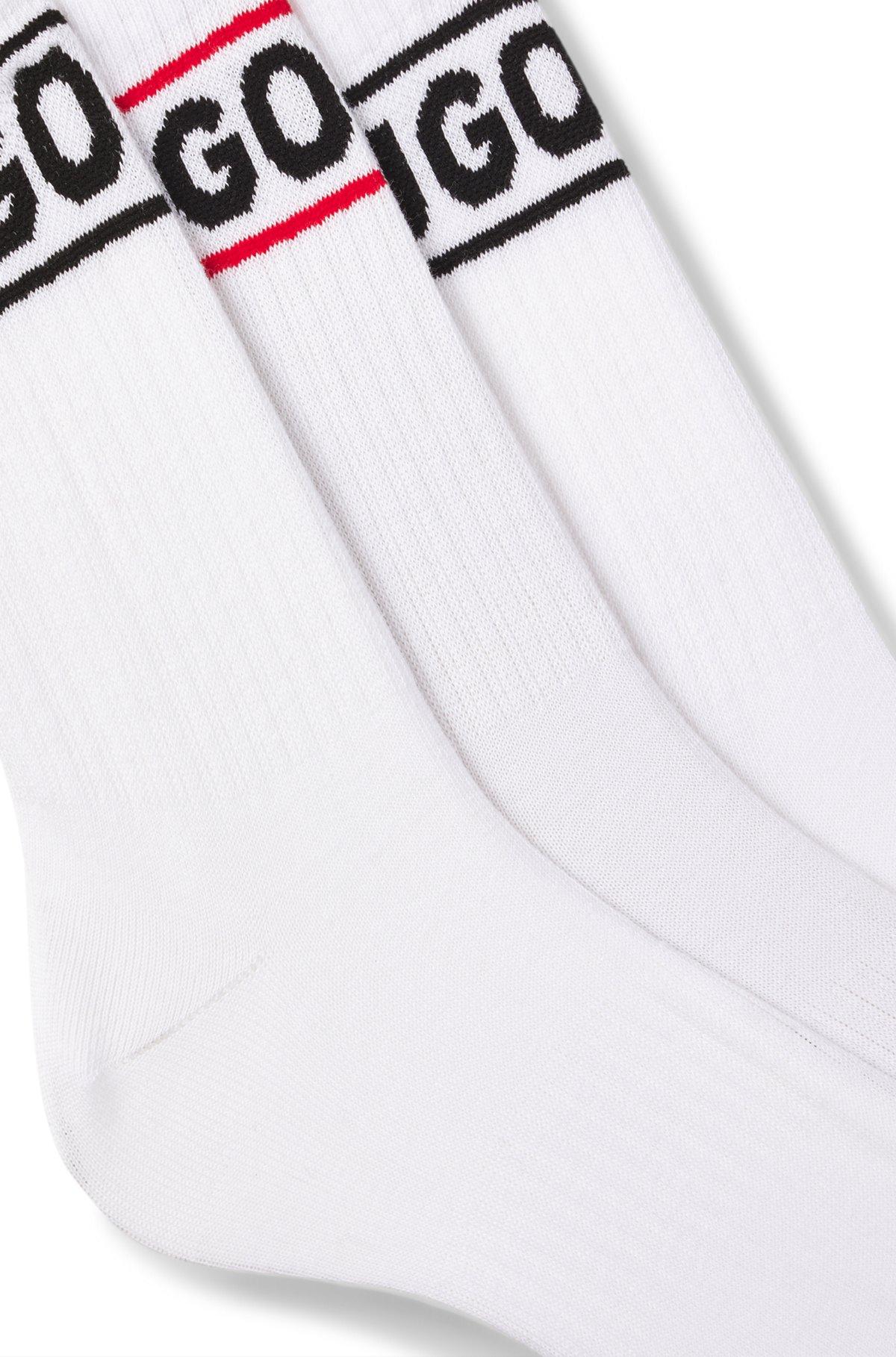 HUGO - Three-pack of short-length socks with logo - White Product Image