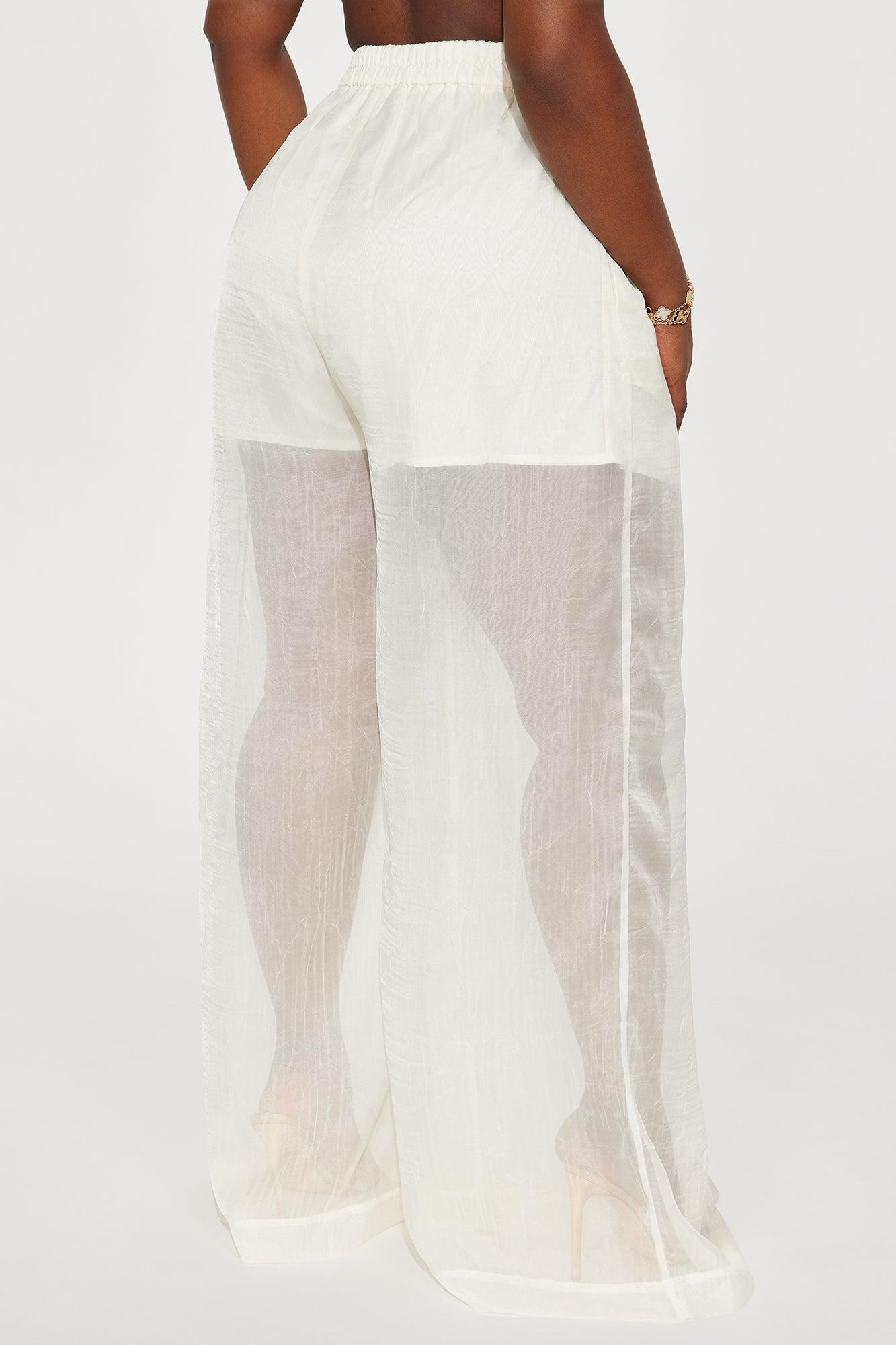 Hollie Wide Leg Organza Pant - Cream Female Product Image