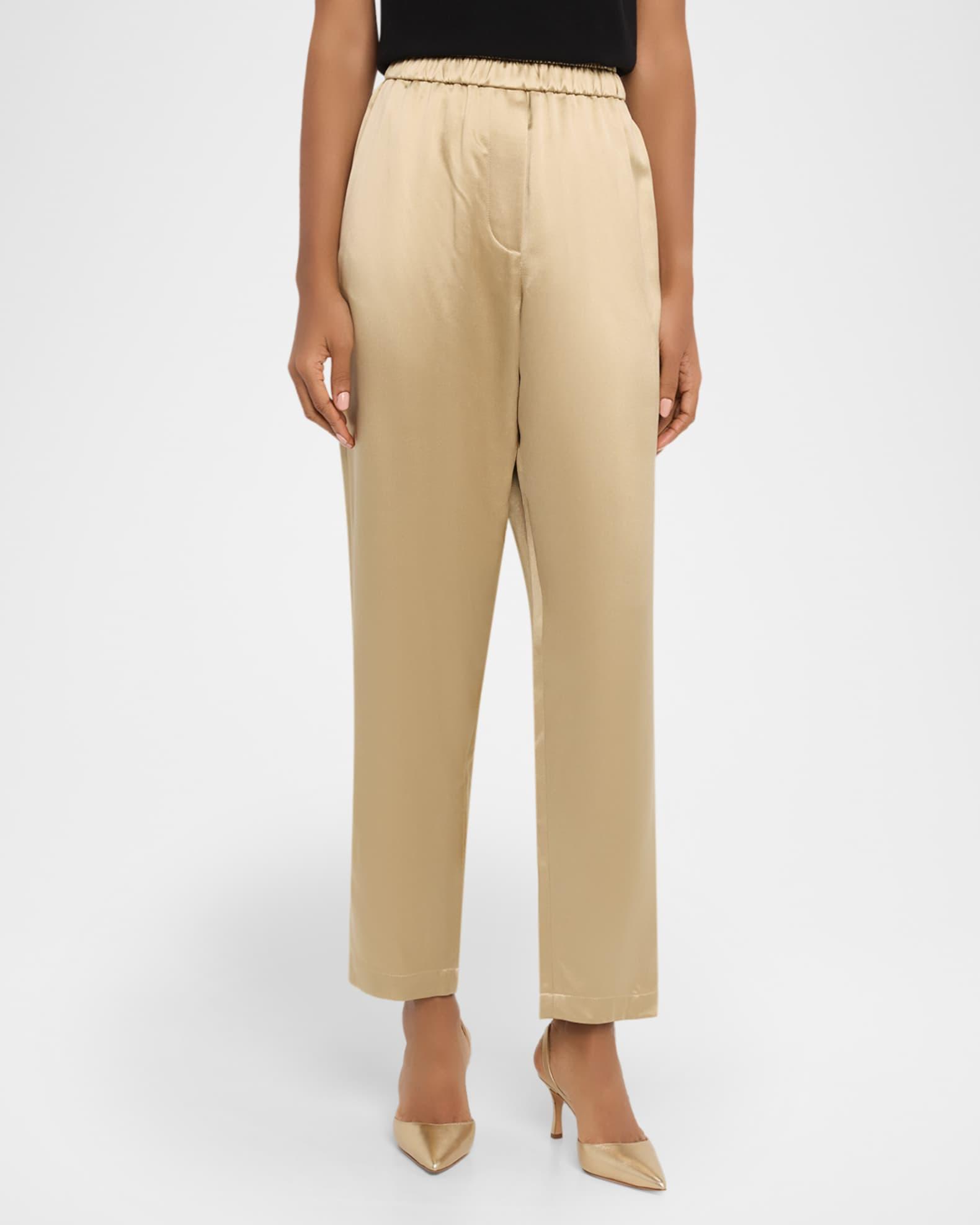 Relaxed-Leg Silk Pull-On Trousers Product Image