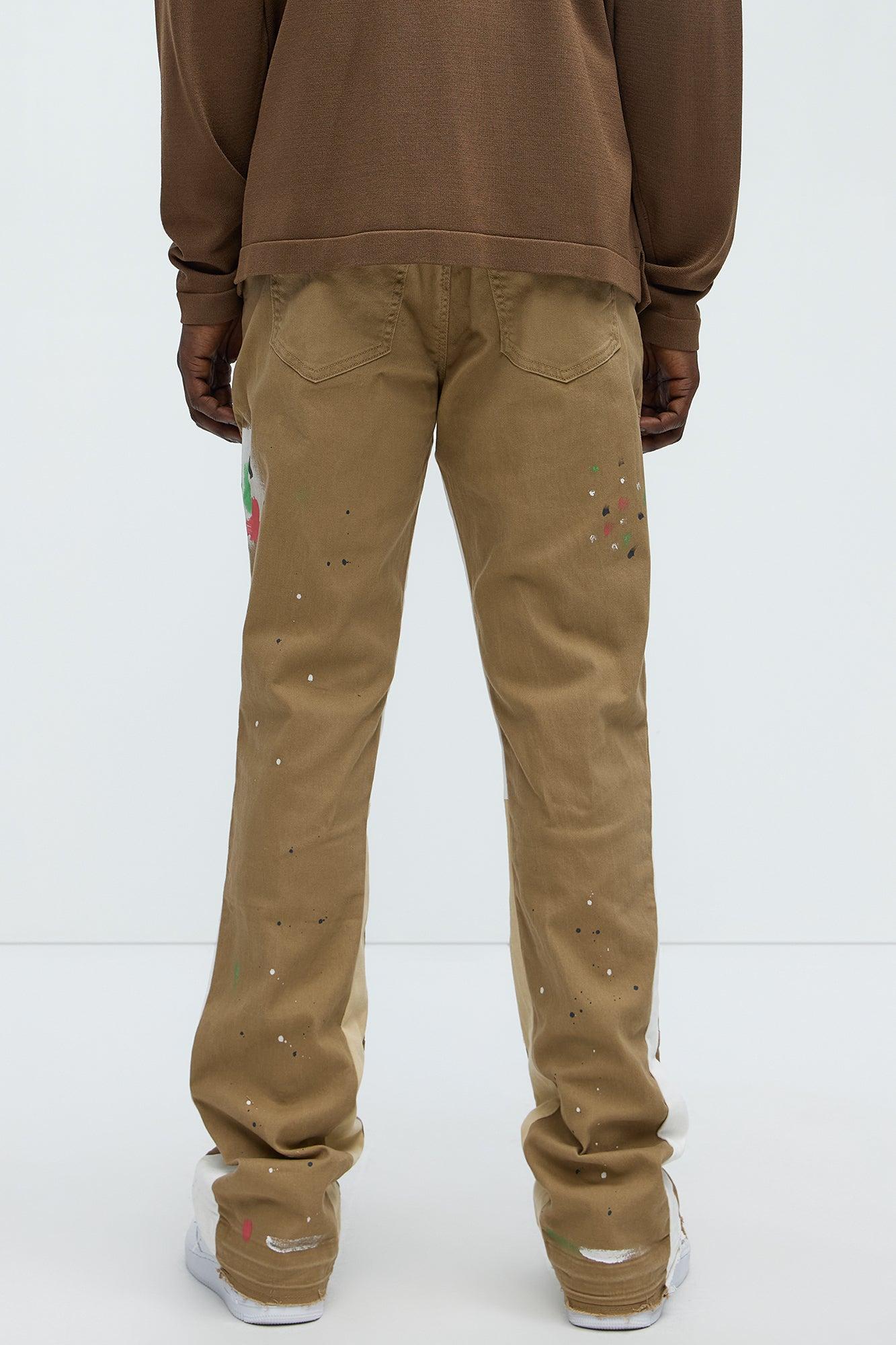 Both Ways Slim Stacked Flared Pants - Tan/Multi Product Image