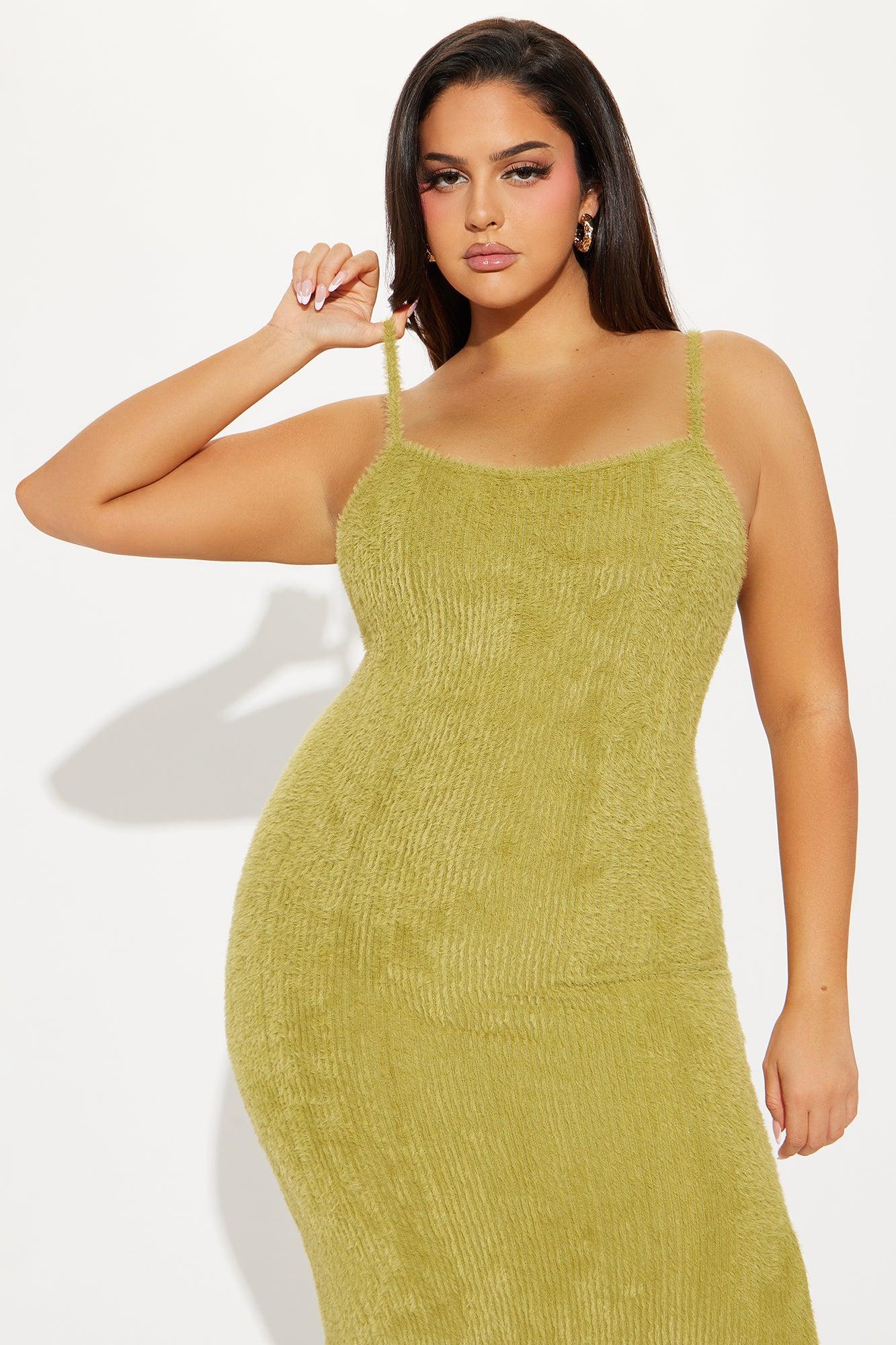 Fuzzy Feels Maxi Dress Set - Chartreuse Product Image