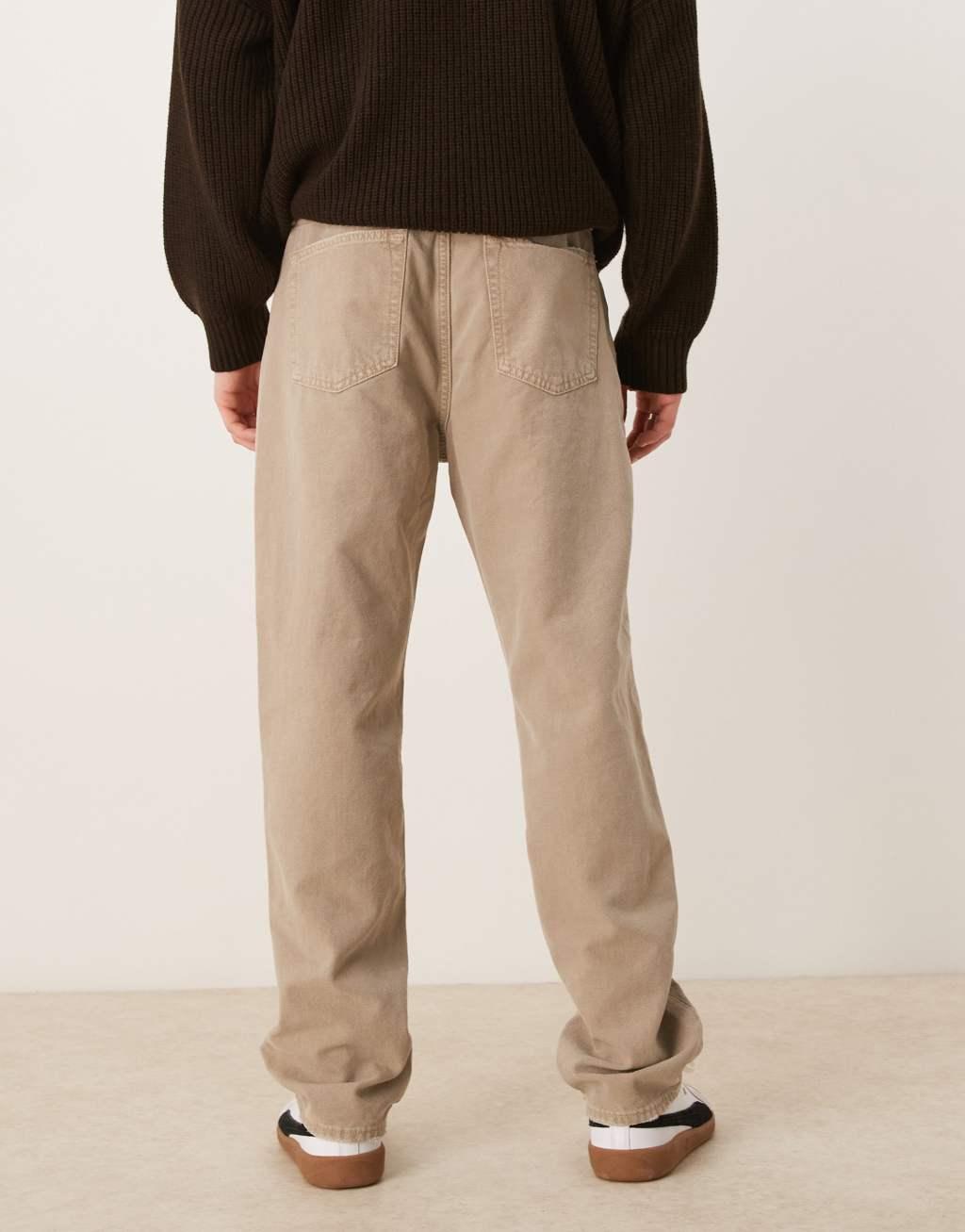 Abercrombie & Fitch loose jeans in khaki Product Image