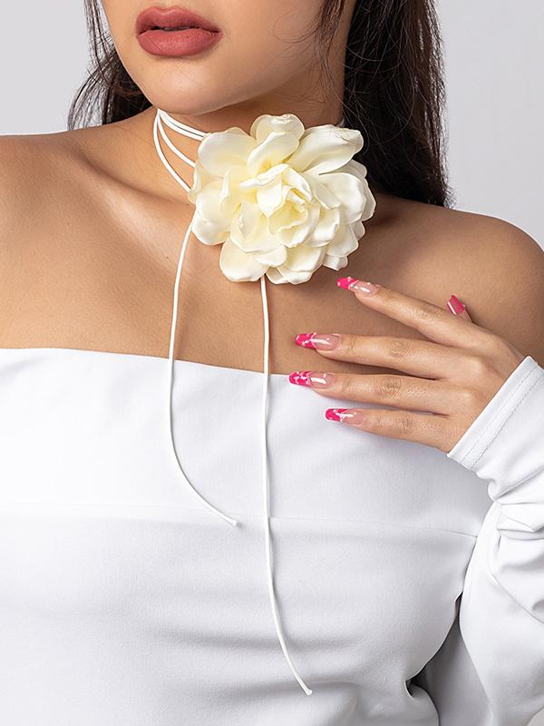 Flower Shape Lace-Up Dainty Necklace Accessories Product Image