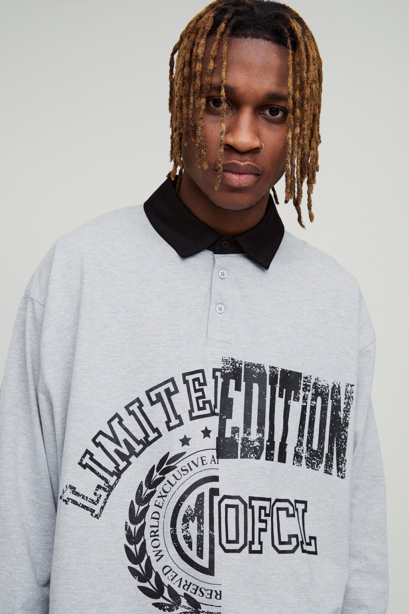 Tall Oversized Spliced Graphic Polo | boohooMAN USA Product Image