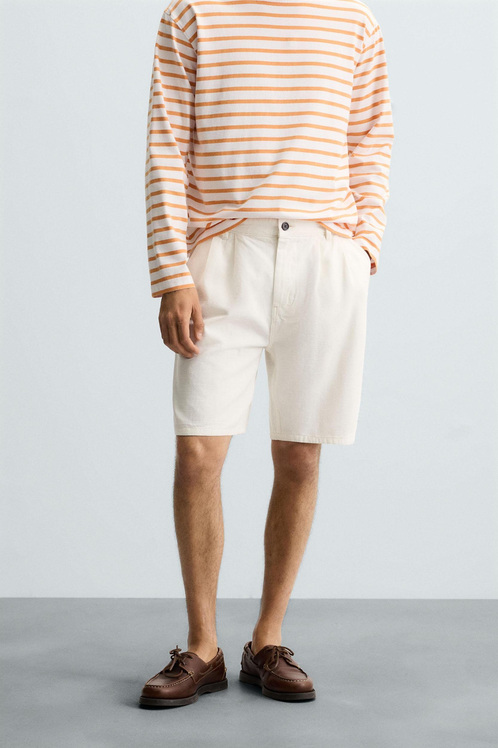 RELAXED FIT PLEATED BERMUDA SHORTS Product Image