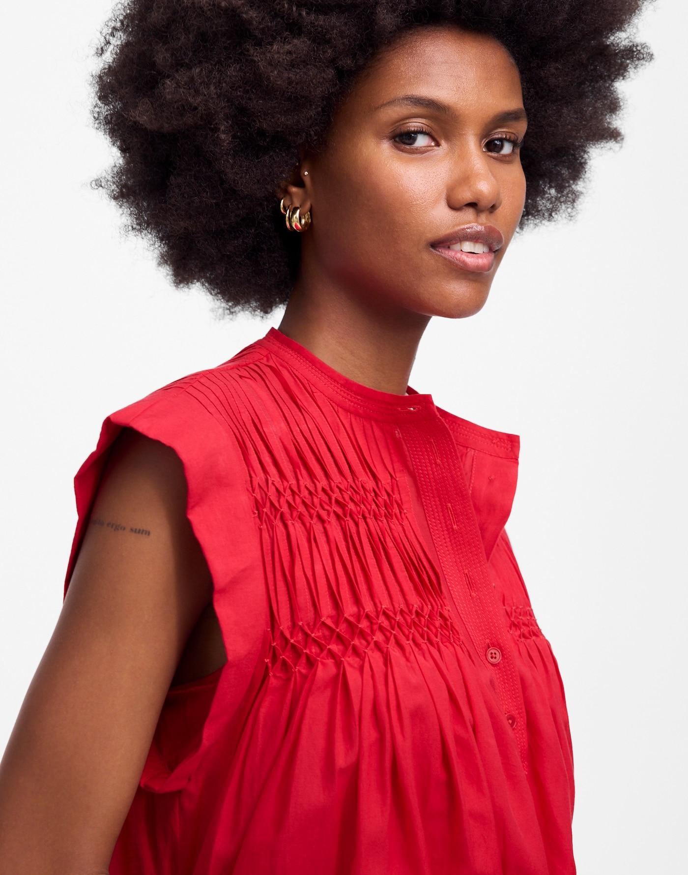 Embroidered Pleated Mini Dress Product Image