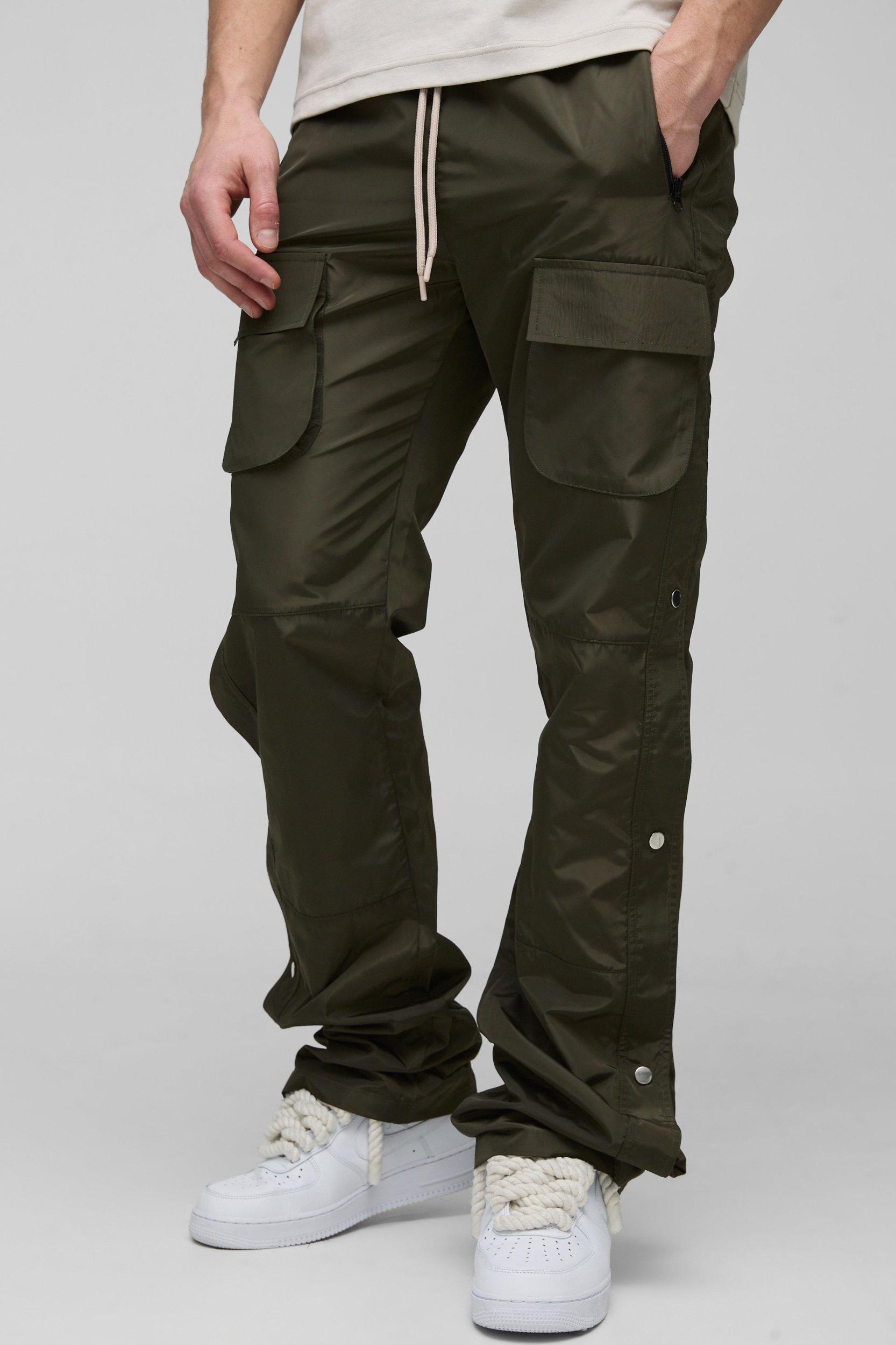 Tall Elasticated Waist Slim Flare Stacked Cargo Pants | boohooMAN USA Product Image