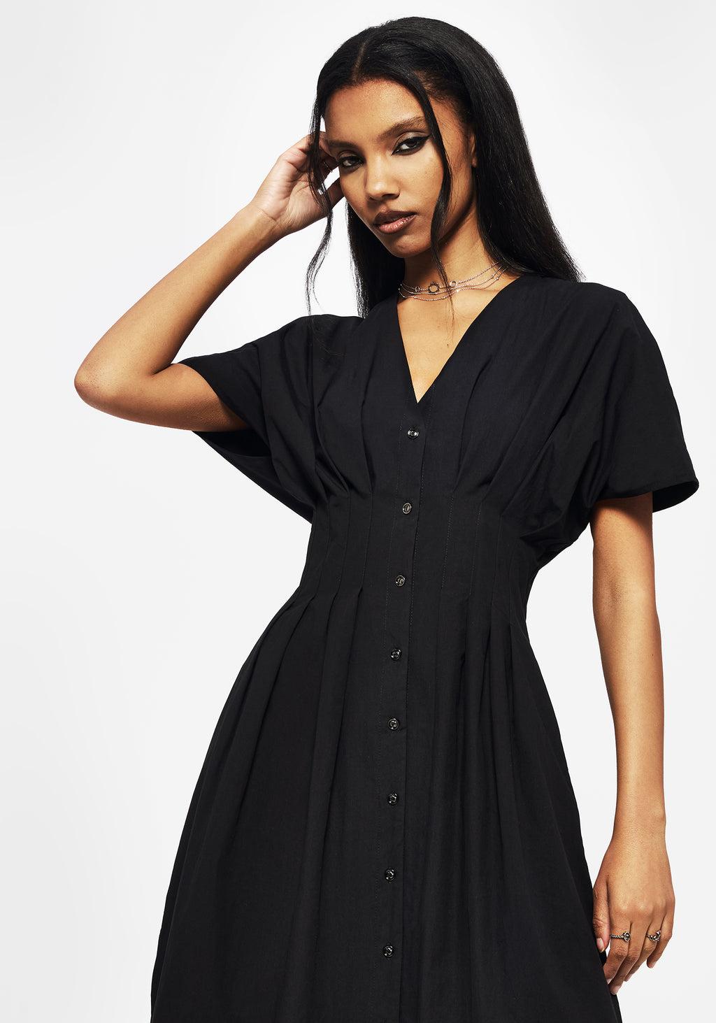 Finis Cotton Button Up Midi Shirt Dress Product Image