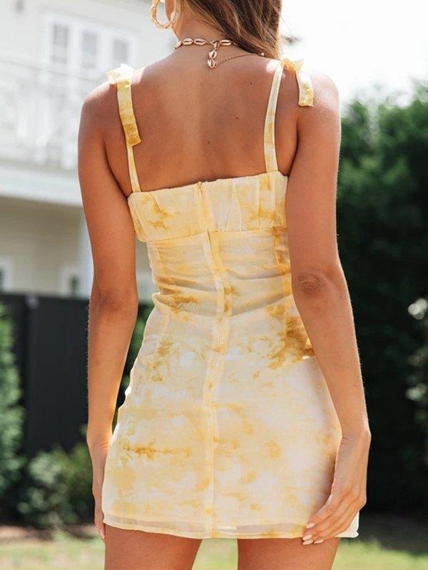 Tie Shoulder Ruched Bust Cami Dress Product Image