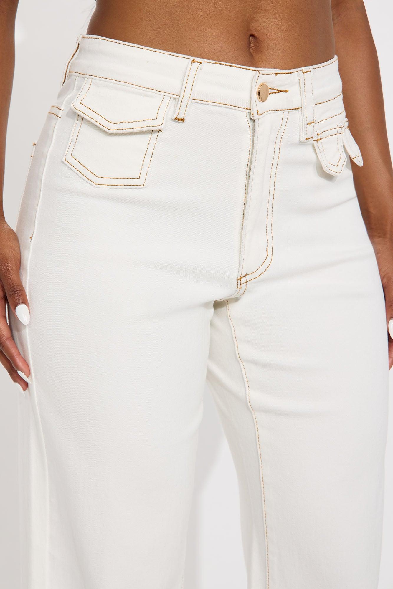 Stella Loose Wide Leg Denim Jeans - Cream Female Product Image