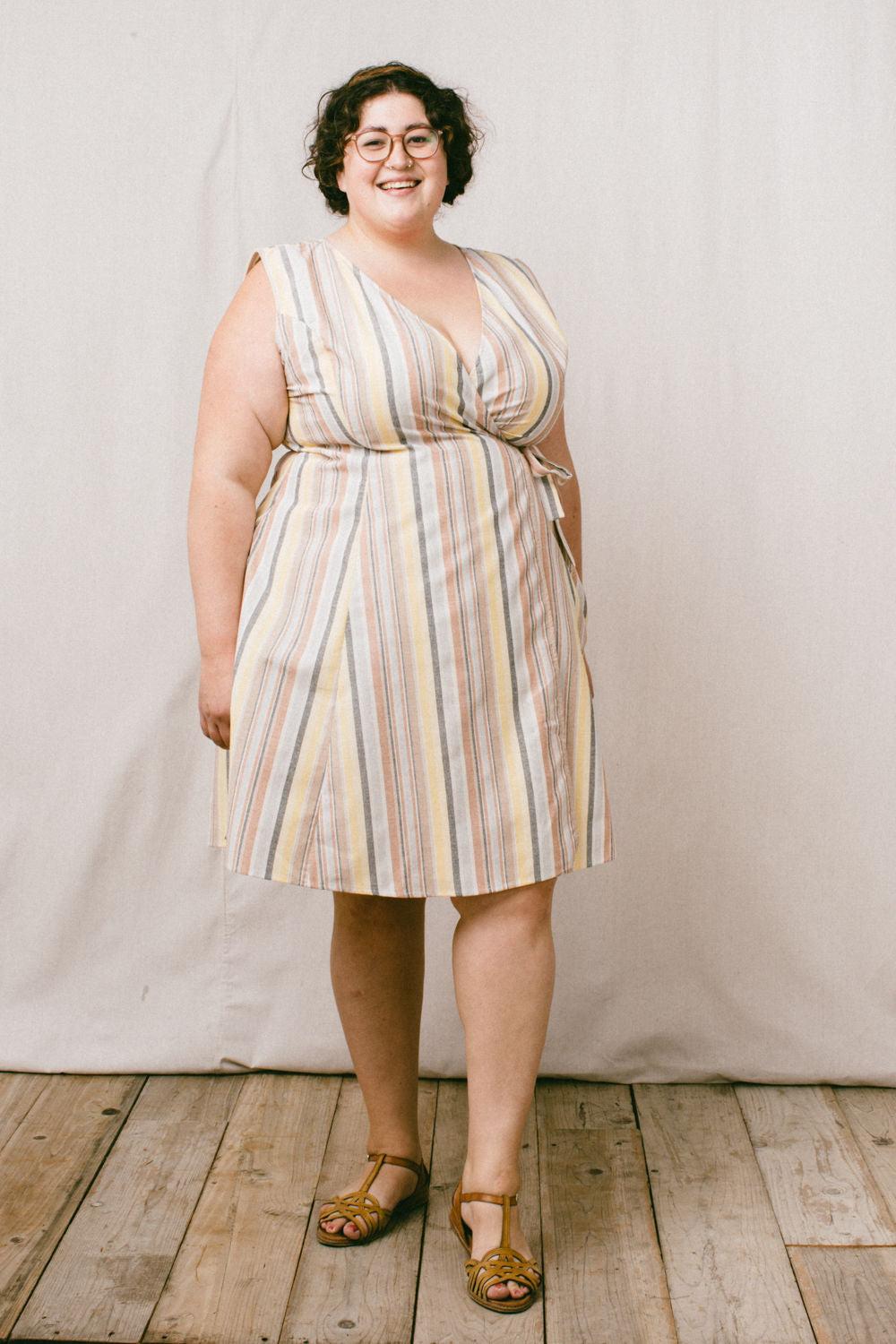 Thea Dress in Linen Stripe Product Image