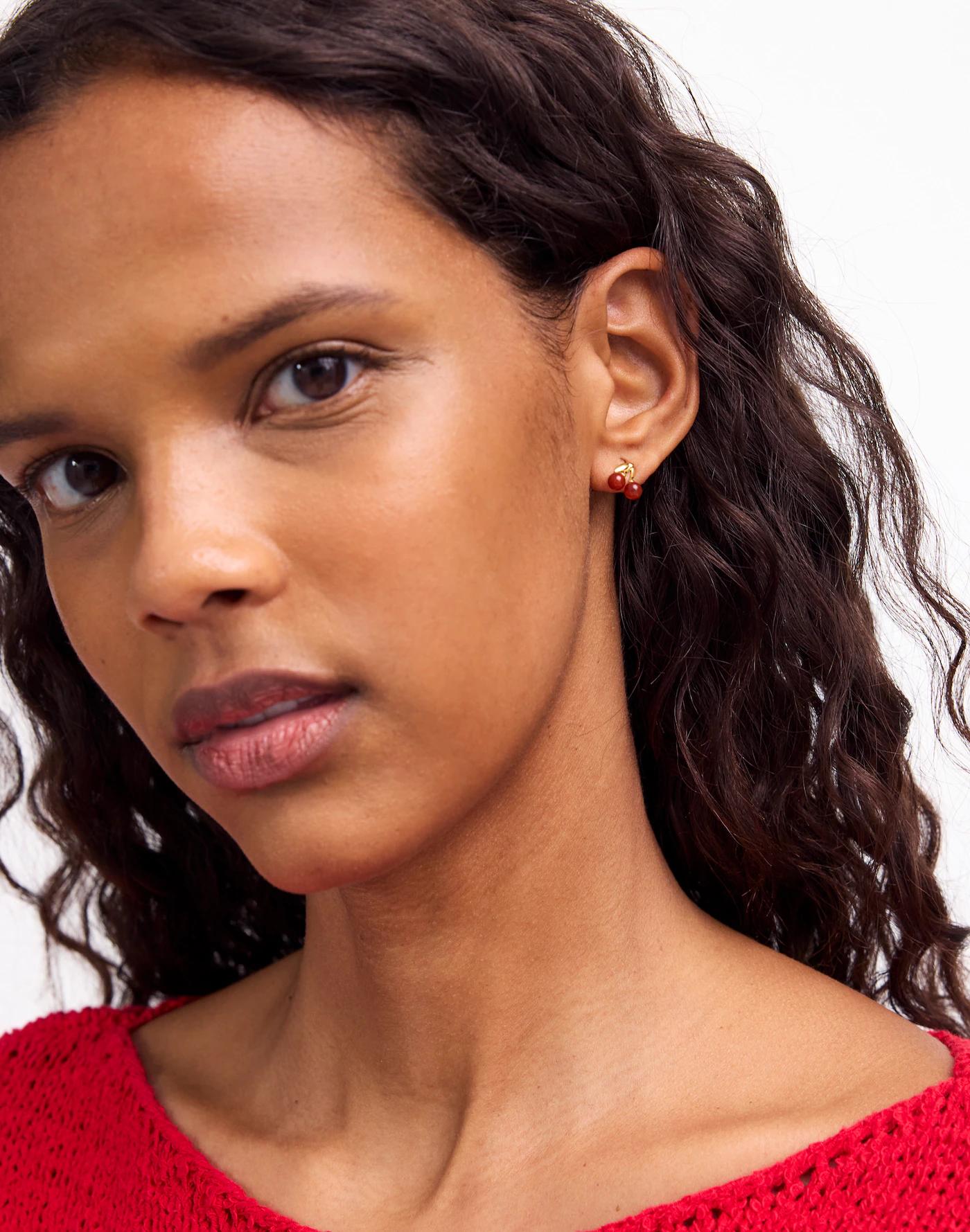 Demi-Fine Semiprecious Cherry Stud Earrings Product Image