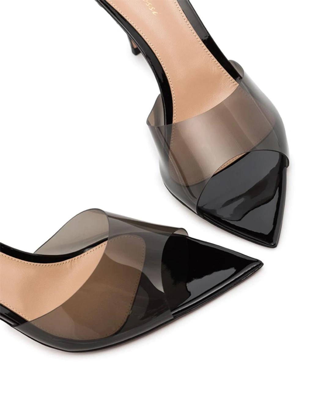 GIANVITO ROSSI Elle 85 Pvc And Patent-leather Mules In Black Product Image
