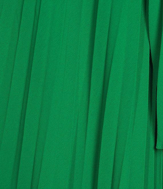 Belle by Badgley Mischka Anna One Shoulder Bow Pleated Dress Product Image