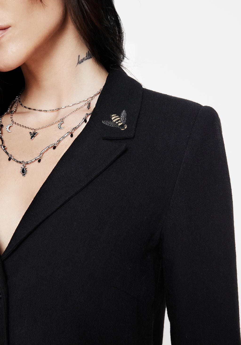 Chloris Embroidered Longline Blazer Product Image