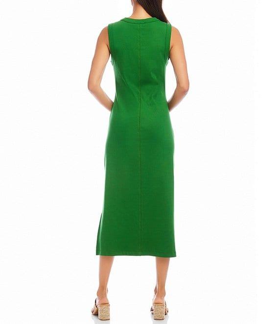 Karen Kane Crew Neck Sleeveless Ribbed Column Midi Dress Product Image