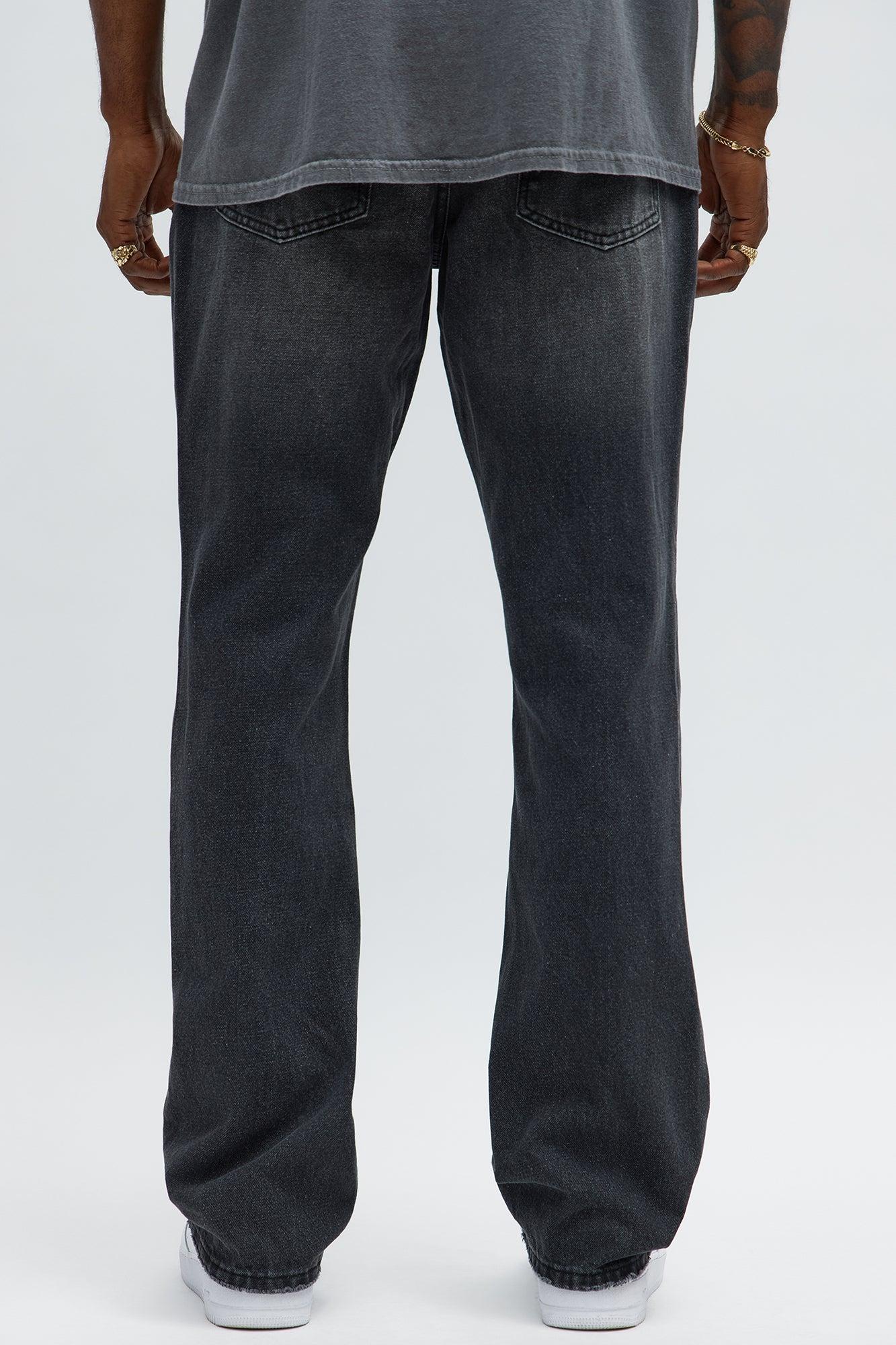 Stacked Slim Flare Looking Through Me Ripped Jeans - Black Wash Male Product Image