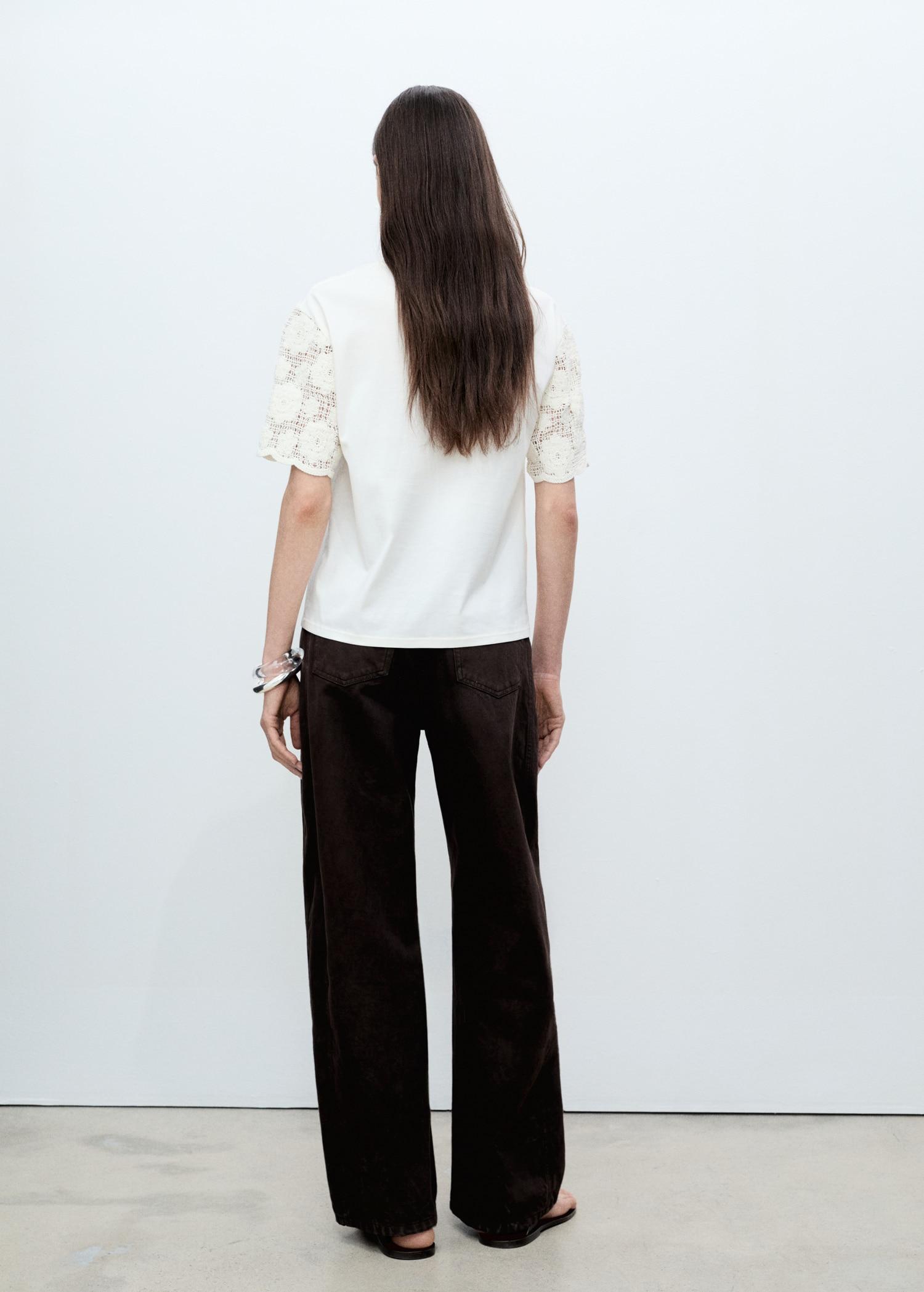 Cotton crochet sleeve t-shirt - Women | MANGO USA Product Image