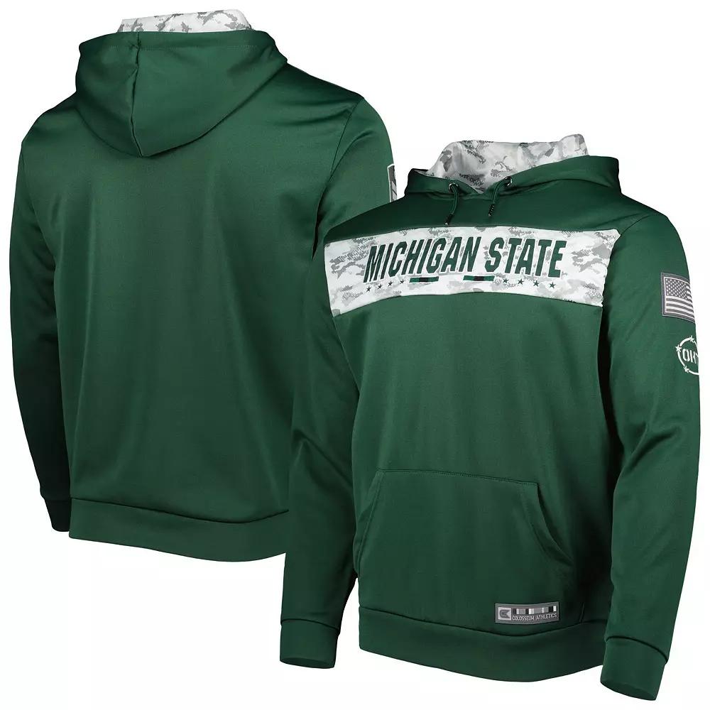 Men's Colosseum Green Michigan State Spartans OHT Military Appreciation Team Color Pullover Hoodie,  Product Image