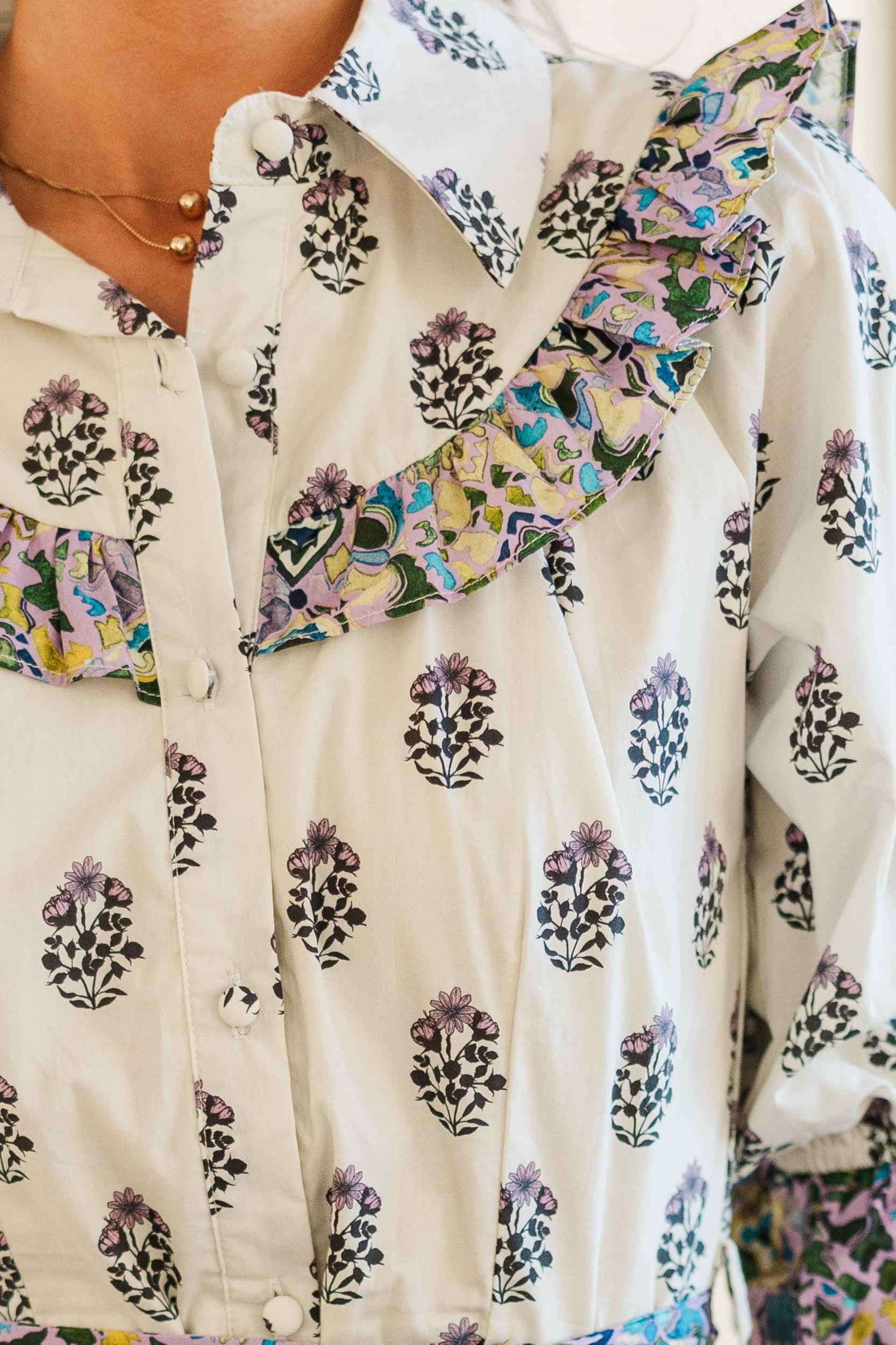 Help You Out Lavender Mixed Print Dress Female Product Image