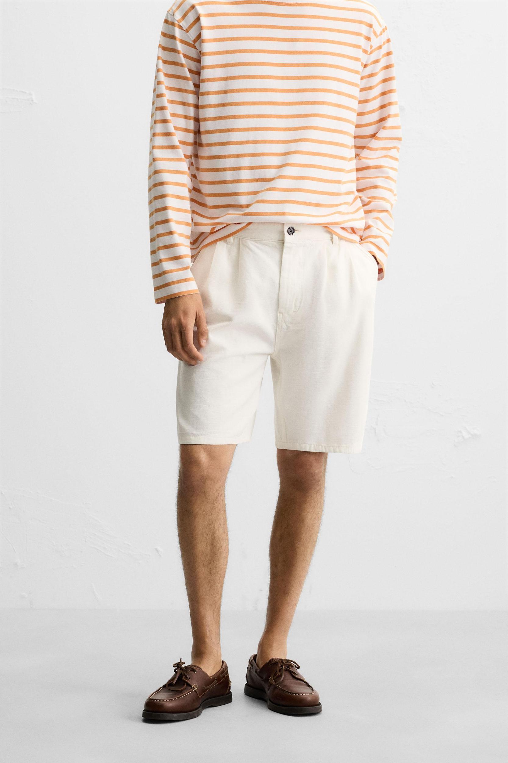 RELAXED FIT PLEATED BERMUDA SHORTS Product Image