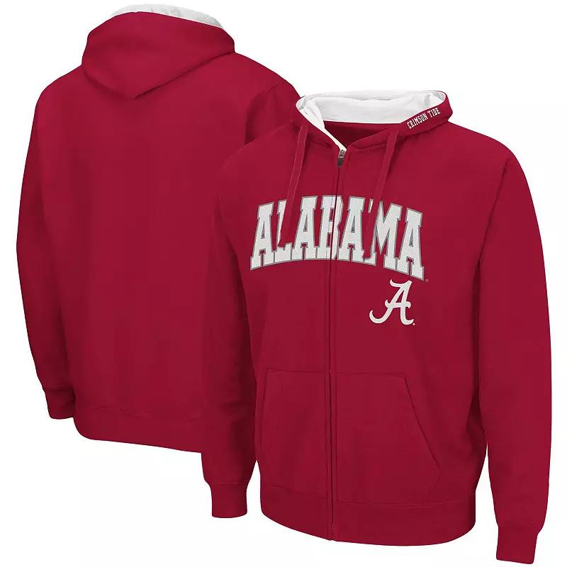 Men's Colosseum Crimson Alabama Crimson Tide Arch & Logo 3.0 Full-Zip Hoodie, Size: 2XL, Red Product Image
