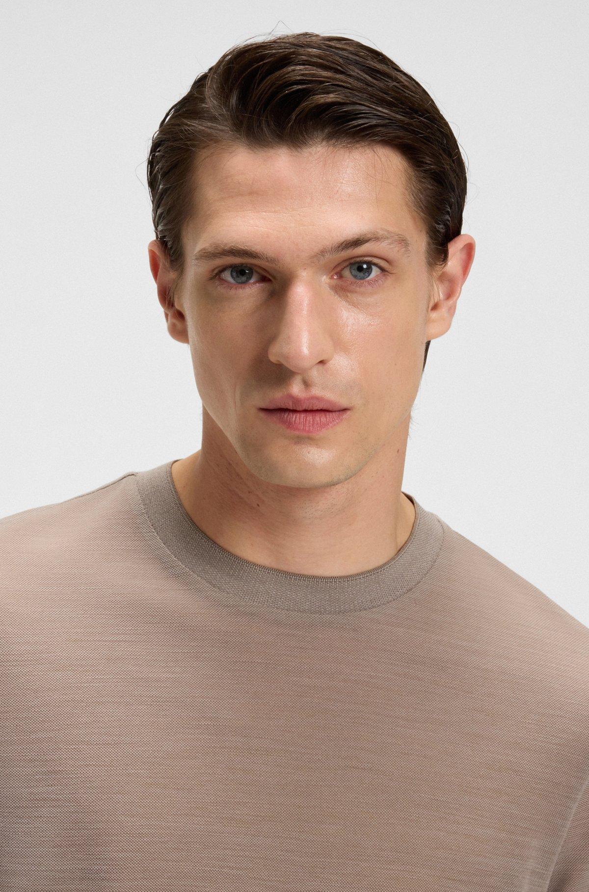 Regular-fit T-shirt in silk and wool Product Image