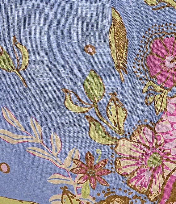 Skies Are Blue Plus Size Floral Border Coordinating Elastic Back Shorts Product Image