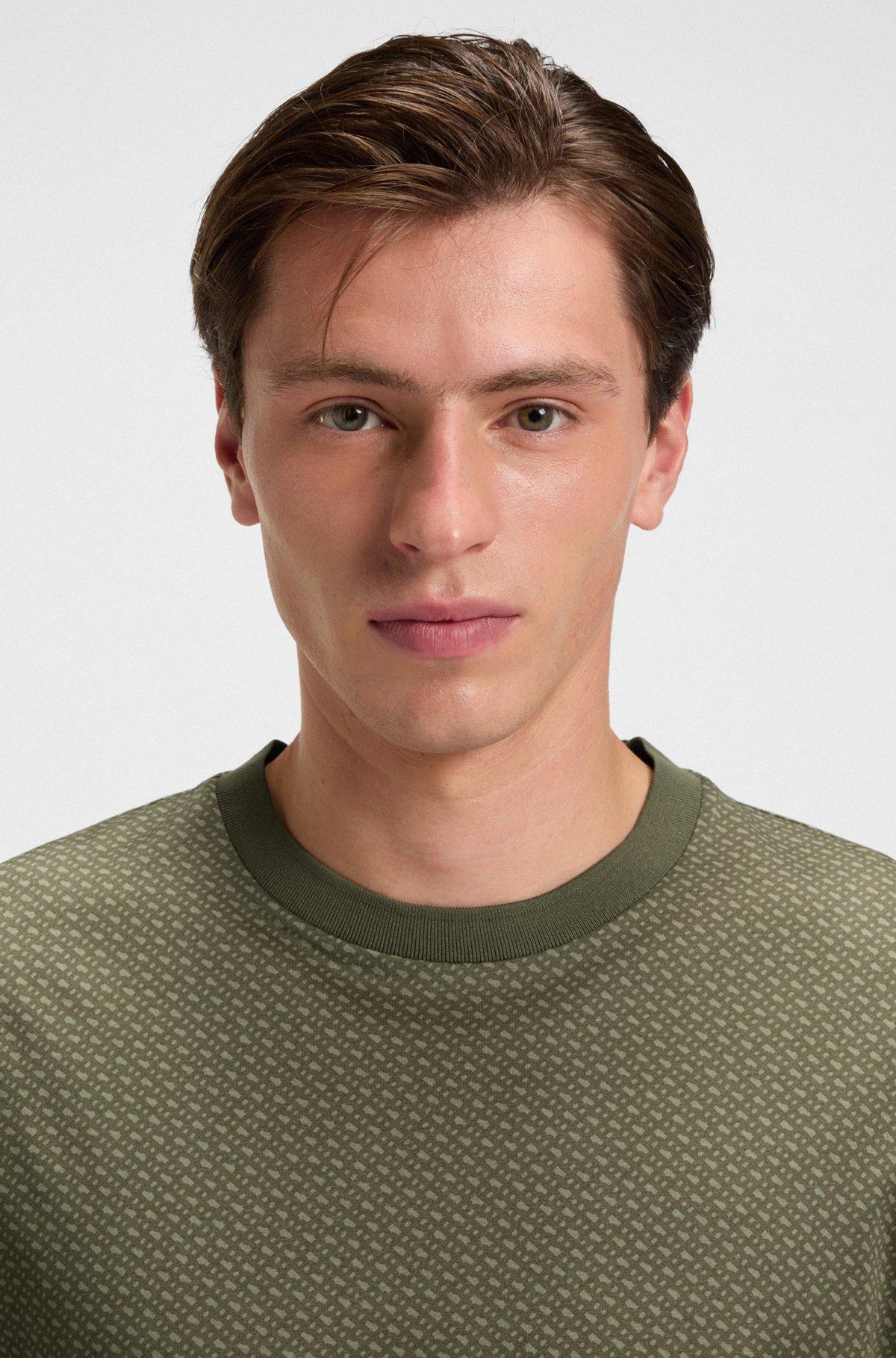 Mercerized-cotton T-shirt with two-tone monograms Product Image