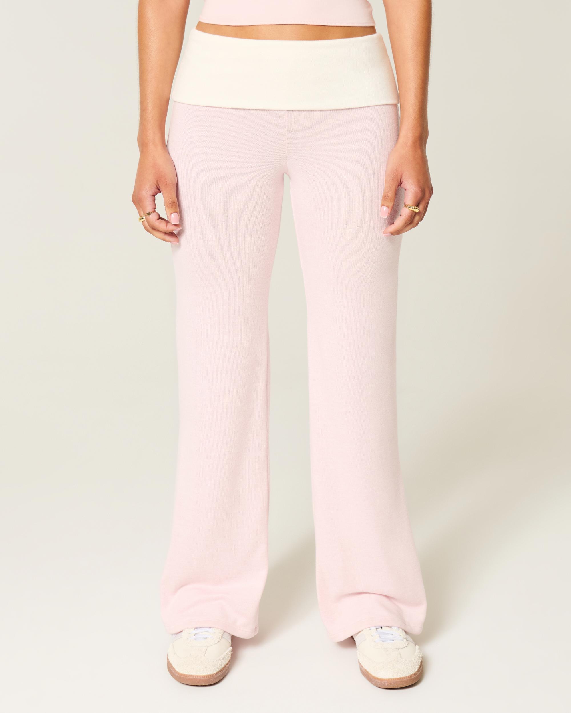 Foldover Waist Knit Flare Pants Product Image