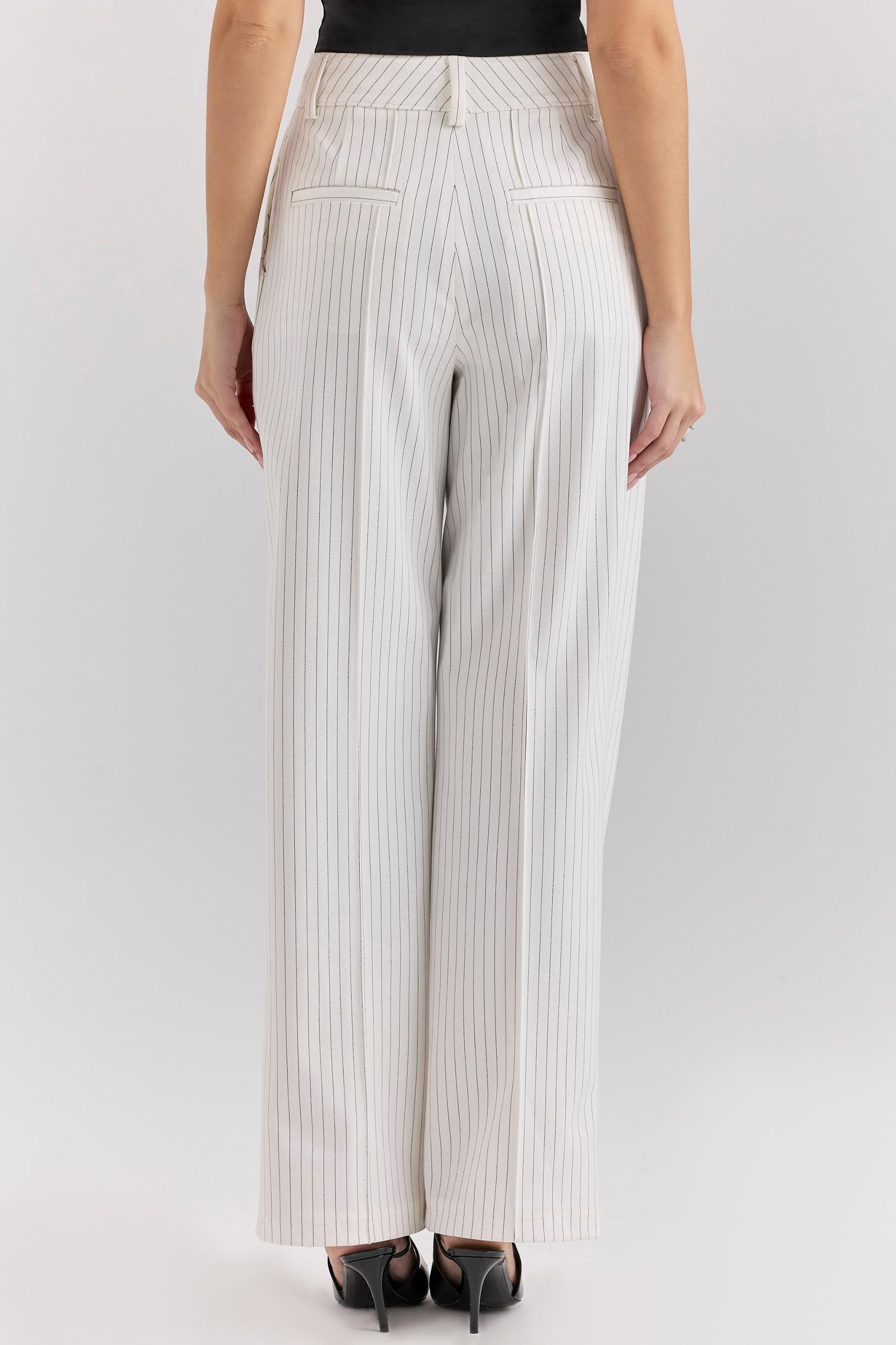 Hayden  white pinstripe high waist tailored trousers - sale Product Image