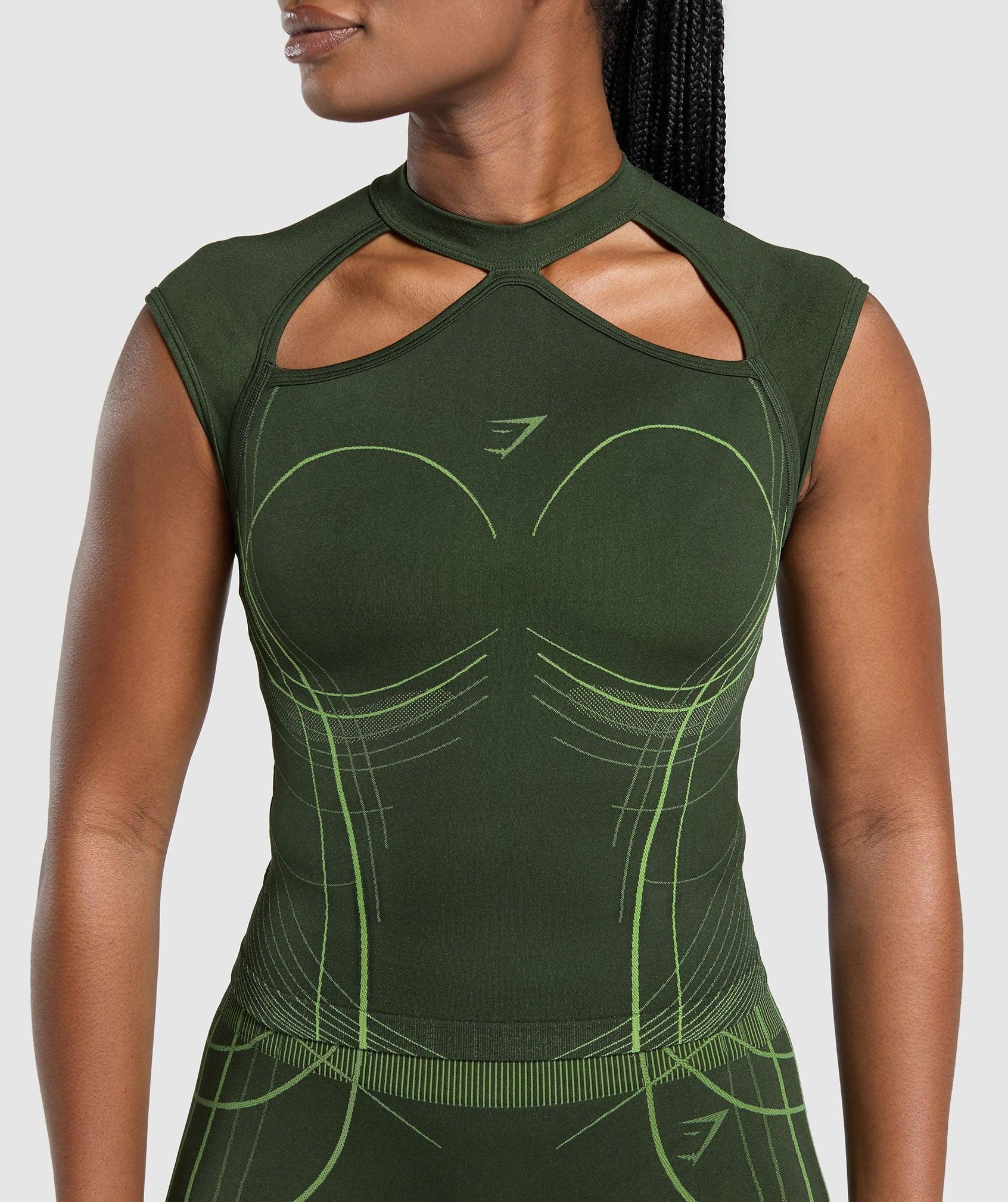 Gymshark Apex Seamless Midi T-Shirt - Trail Green/Energy Gelato Green Female Product Image