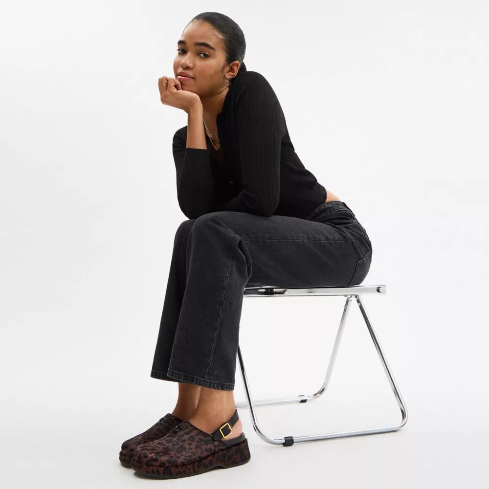 Sculpted C Platform Clog With Leopard Print Product Image