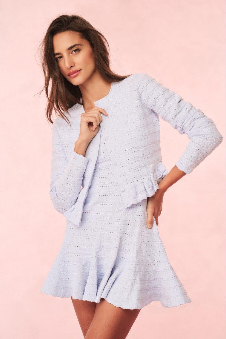 Rogan Pointelle Knit Cardigan - MORNING SKY Product Image