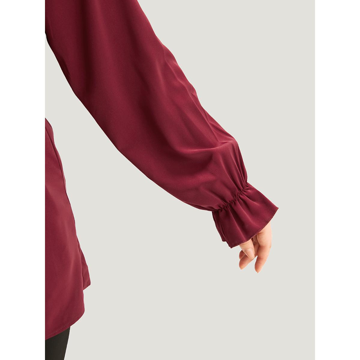 Plus Size Scarlet Anti-Wrinkle Twist Front Keyhole Ties Blouse Women Office Long Sleeve Keyhole Cut-Out Work Blouses BloomChic 18-20/2X Product Image