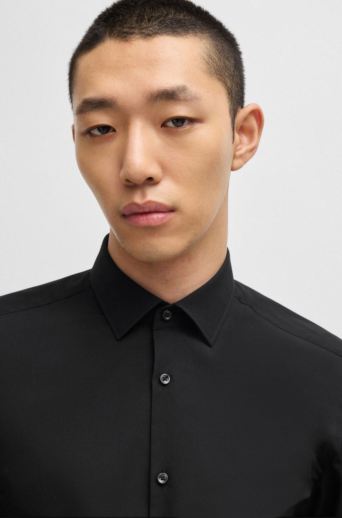 Slim-fit shirt in easy-iron cotton poplin Product Image