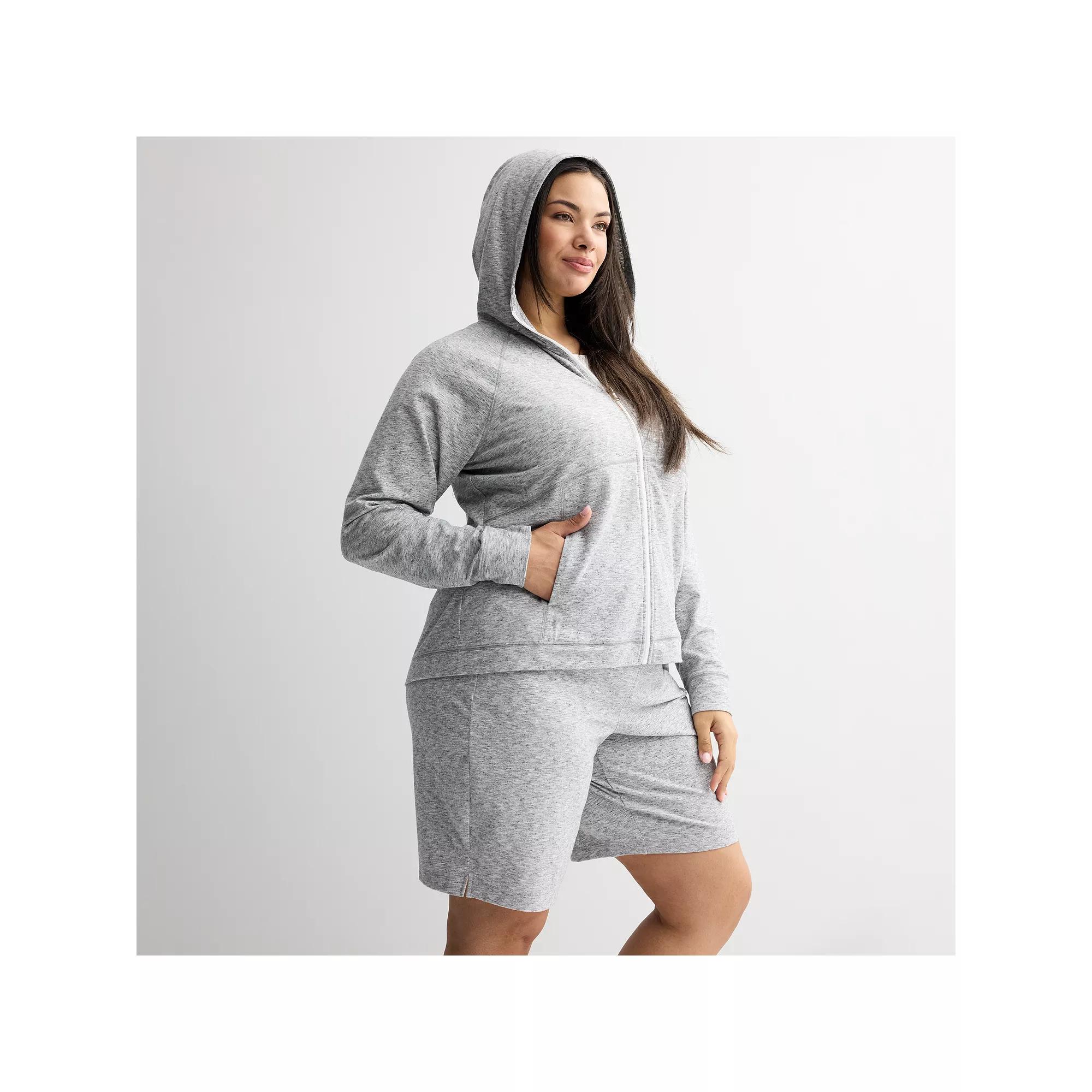 Plus Size Tek Gear® Essential Hooded Jacket, Women's, Size: 3XL, Gray Grey Product Image