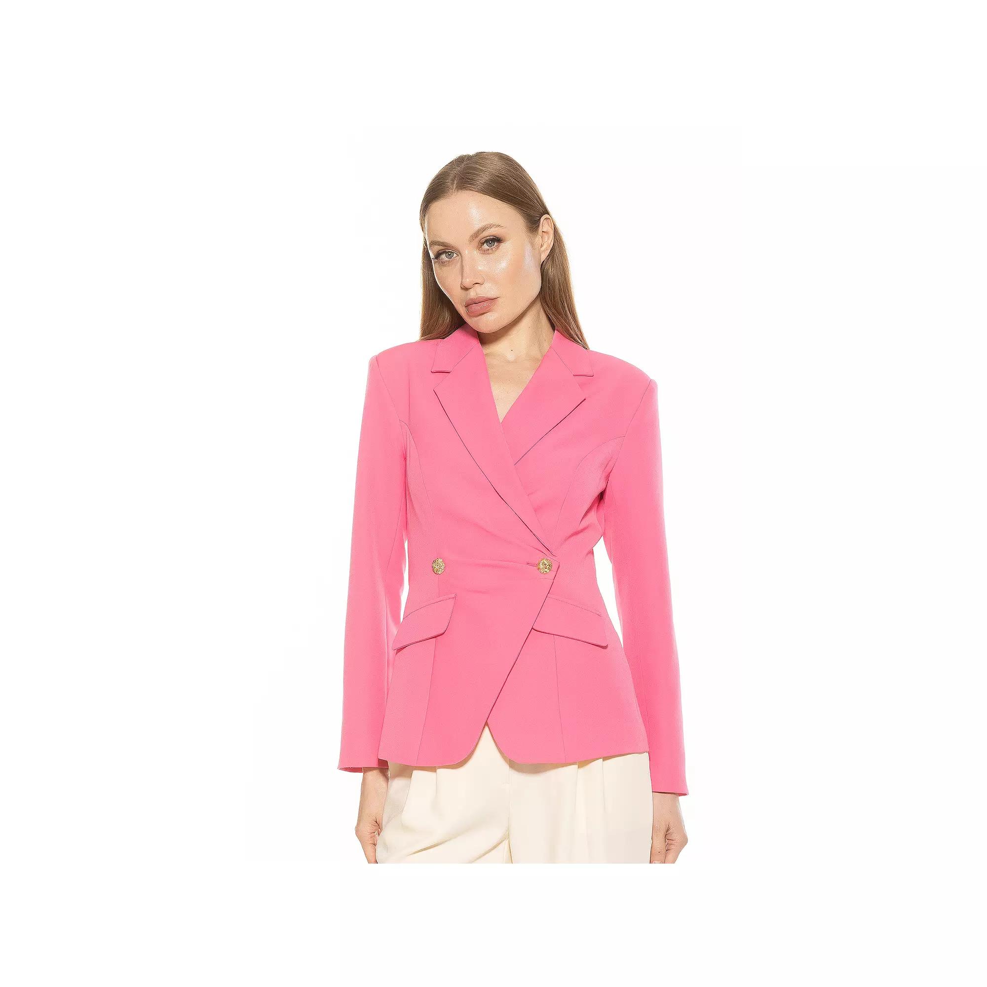 Women's ALEXIA ADMOR Tansy Draped Soft Structured Single Button Blazer, Size: 10, Brown Product Image