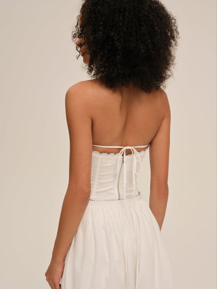 Tea Time Poplin Bustier — White Product Image