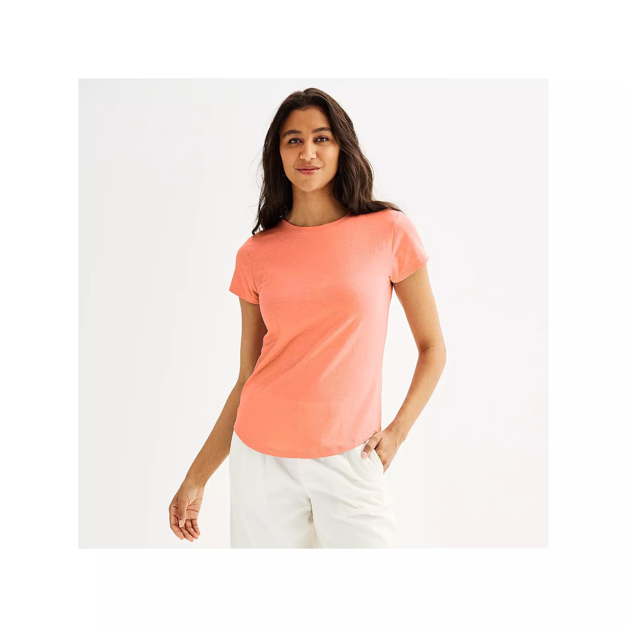 Women's Sonoma Goods For Life® Short-Sleeve Crew Tee, Size: Medium, Pink Frenzy Product Image