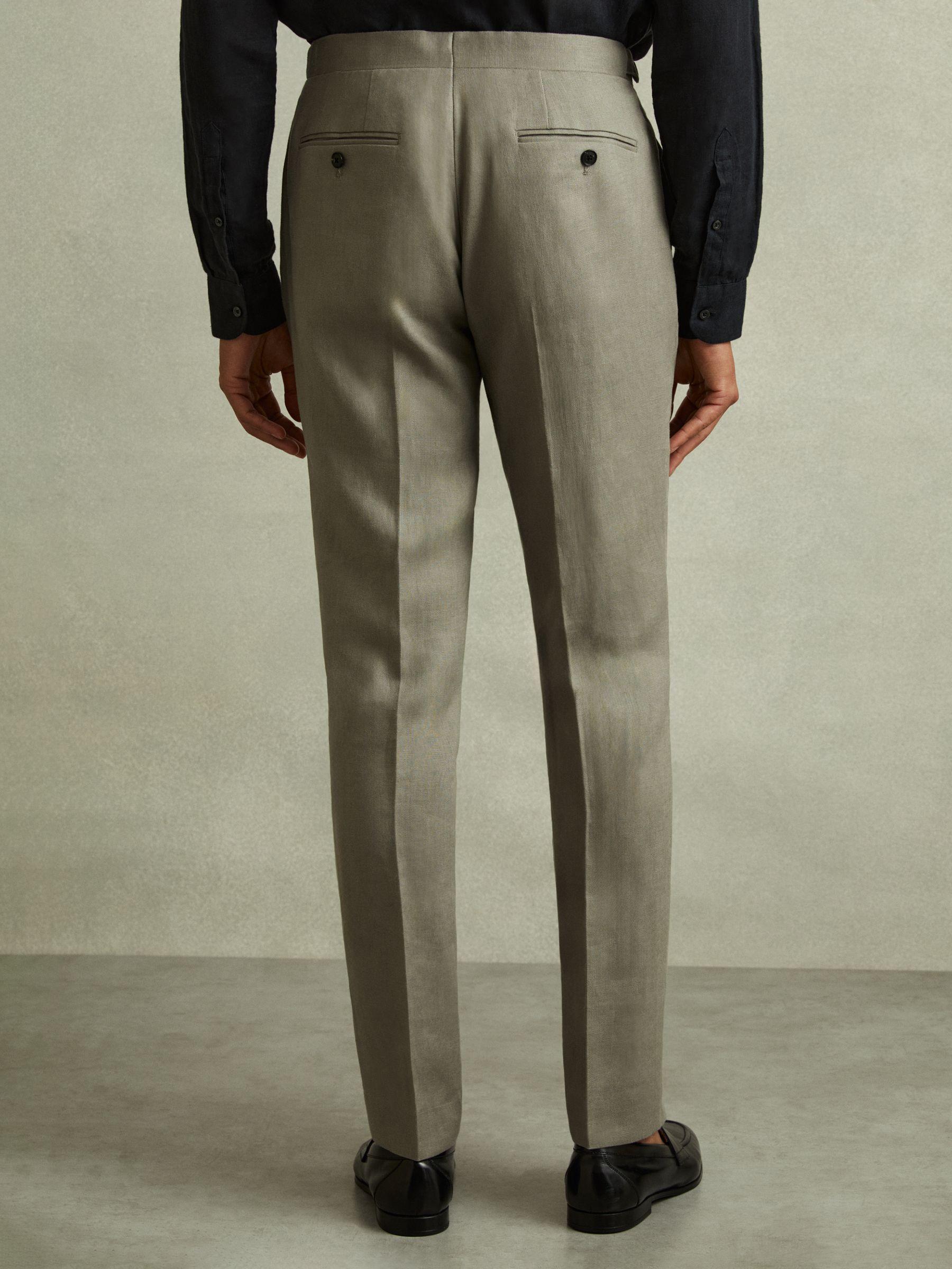 Linen Side Adjuster Trousers in Light Sage Green Product Image