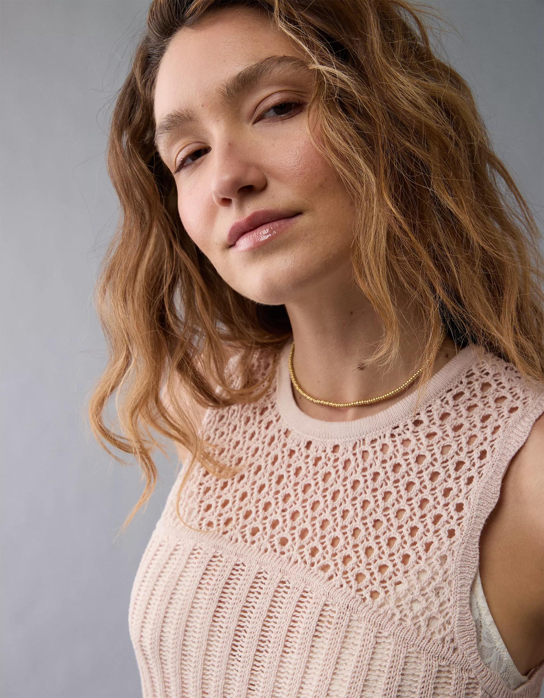 AE Mixed Stitch Sweater Tank Top Product Image