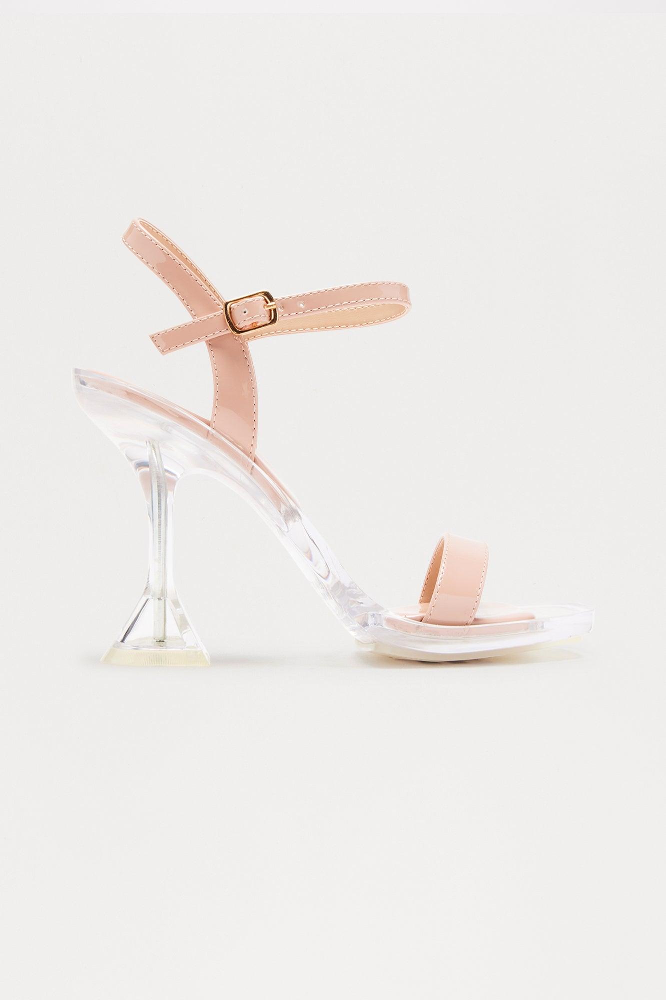 Murmur Clear Ankle Strap Heels - Nude Female Product Image