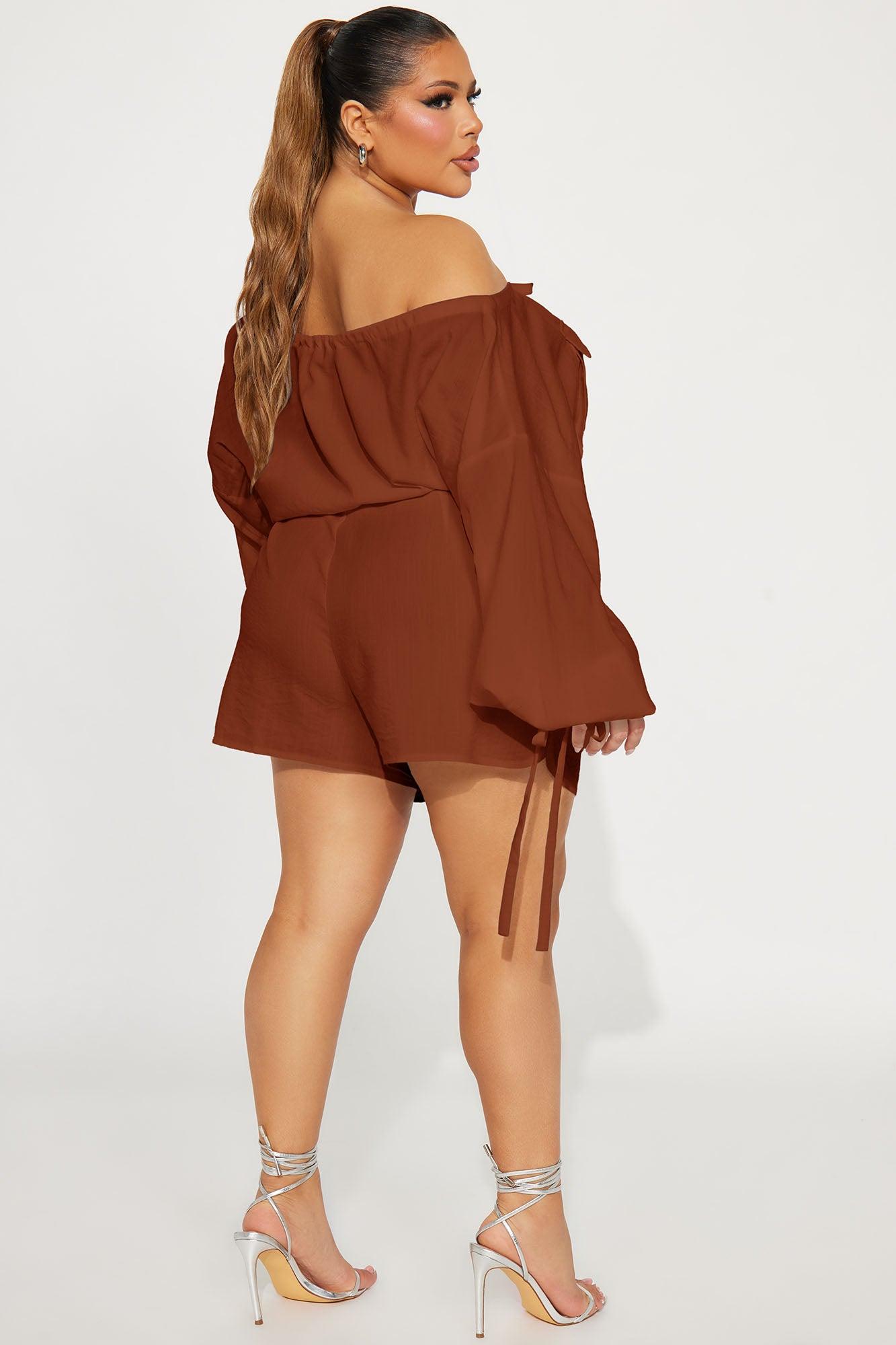 Tania Linen Romper - Cognac Female Product Image