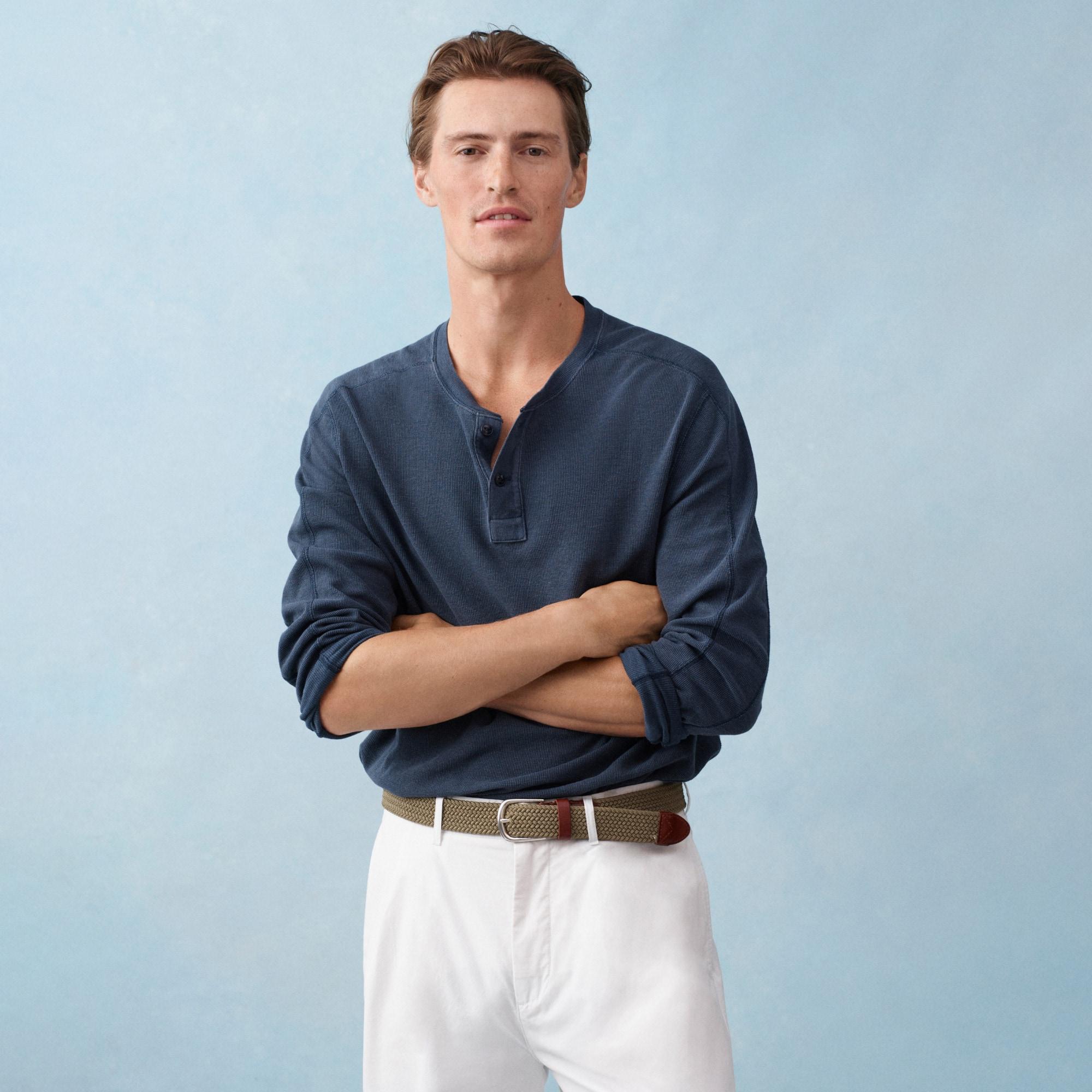 Linen-cotton blend henley Product Image