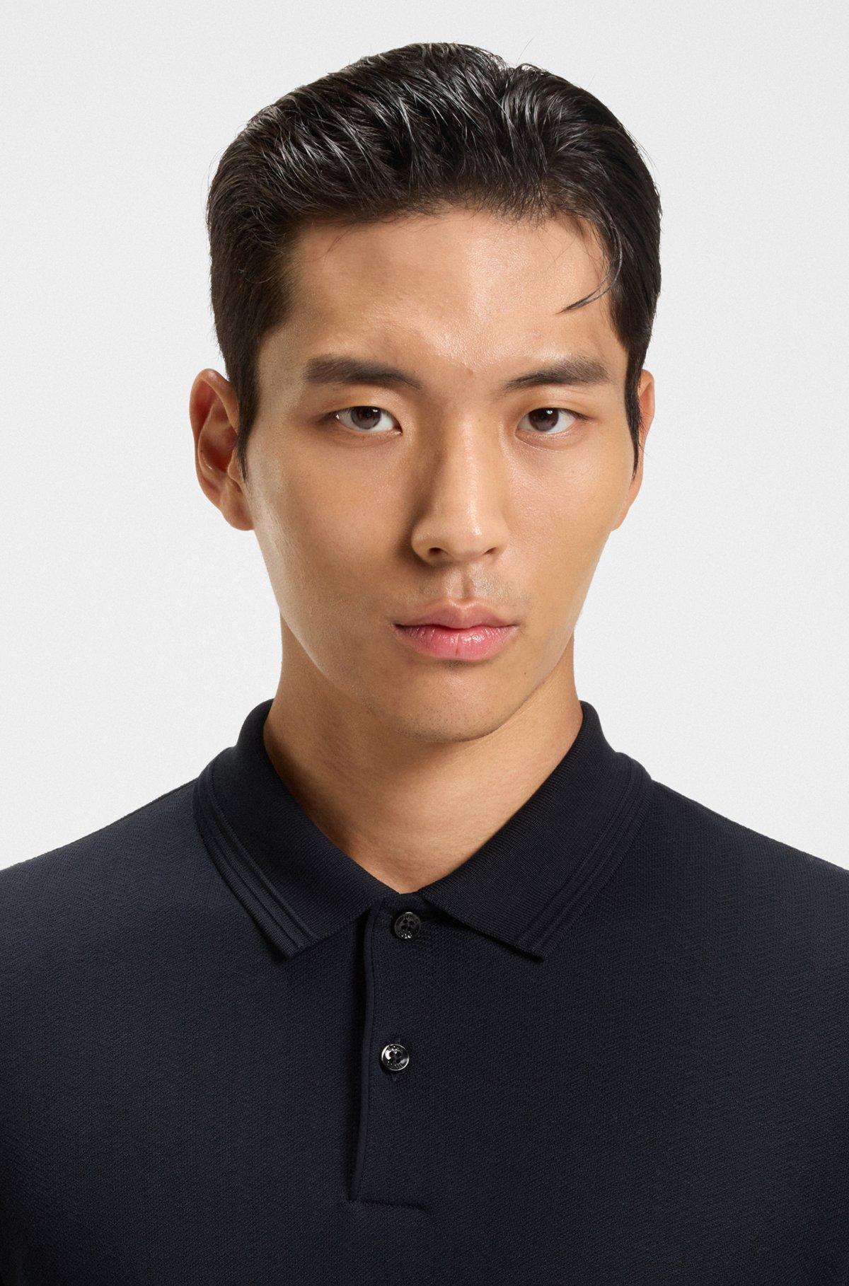 Cotton polo shirt with herringbone structure Product Image